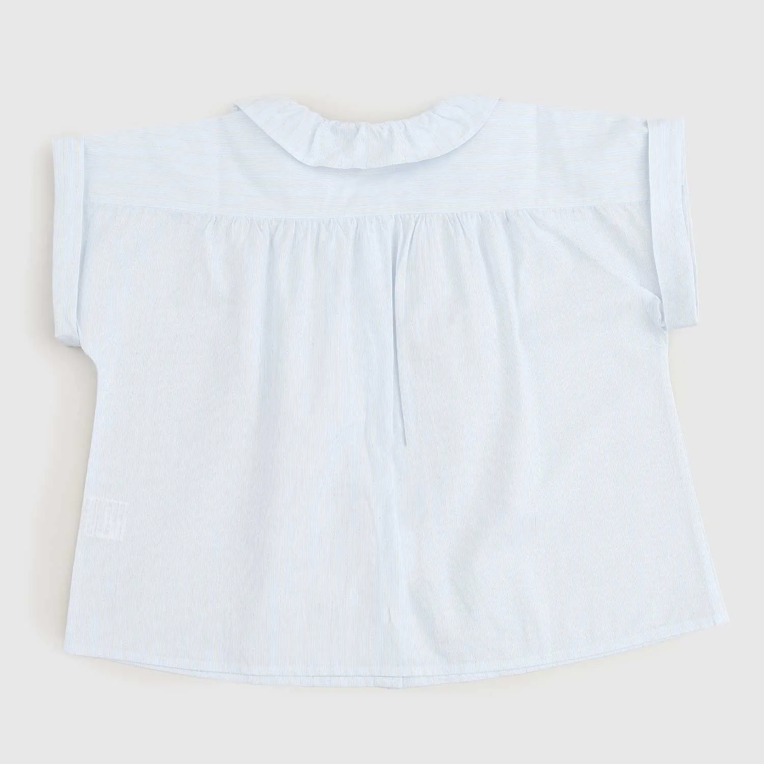 Camicia Celeste E Argento Bambina
