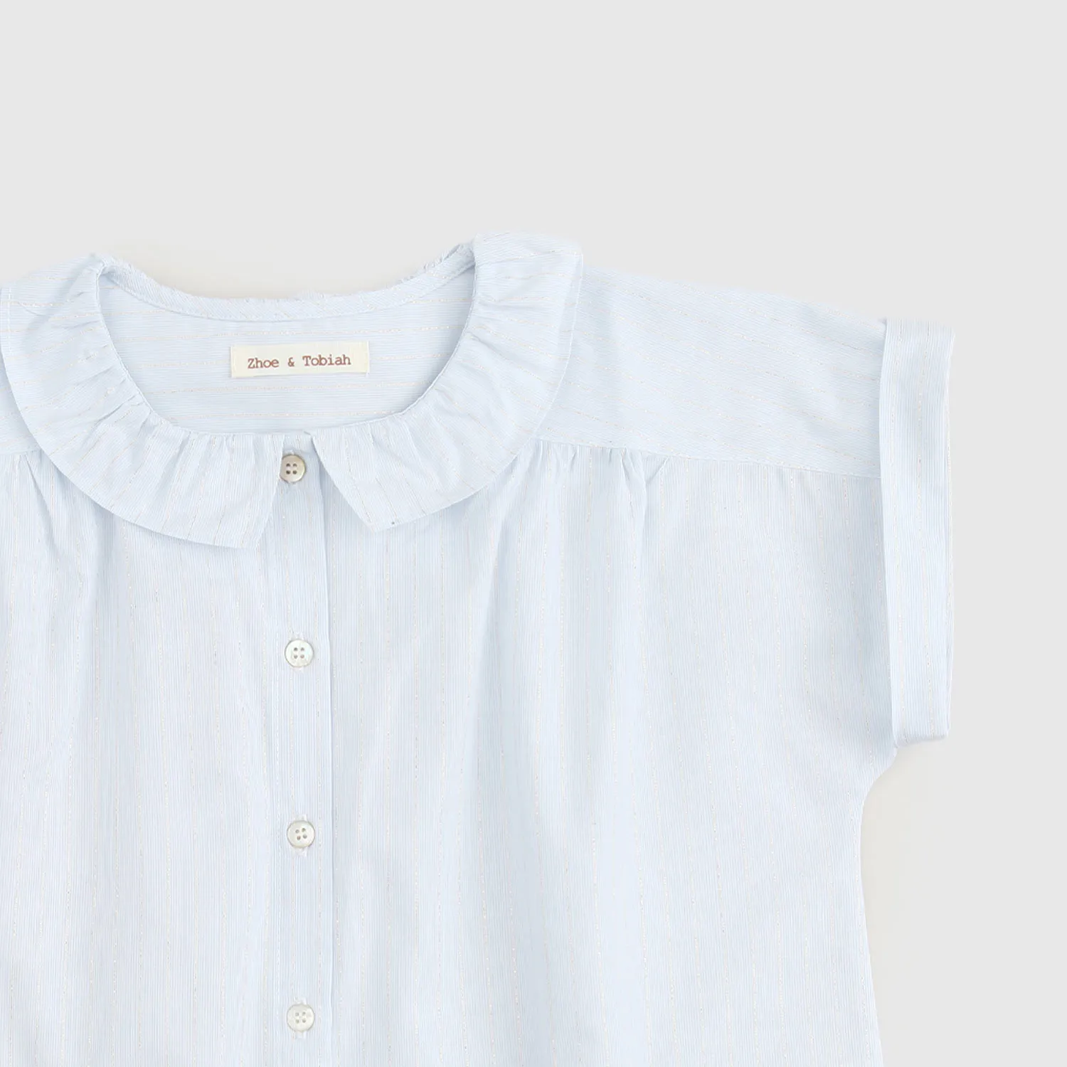Camicia Celeste E Argento Bambina