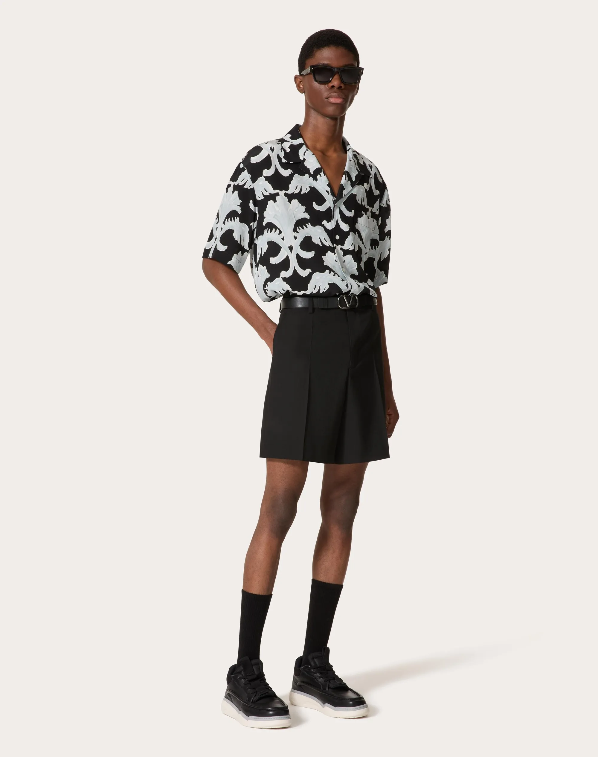 CAMICIA DA BOWLING IN SETA CON STAMPA METAMORPHOS WALL