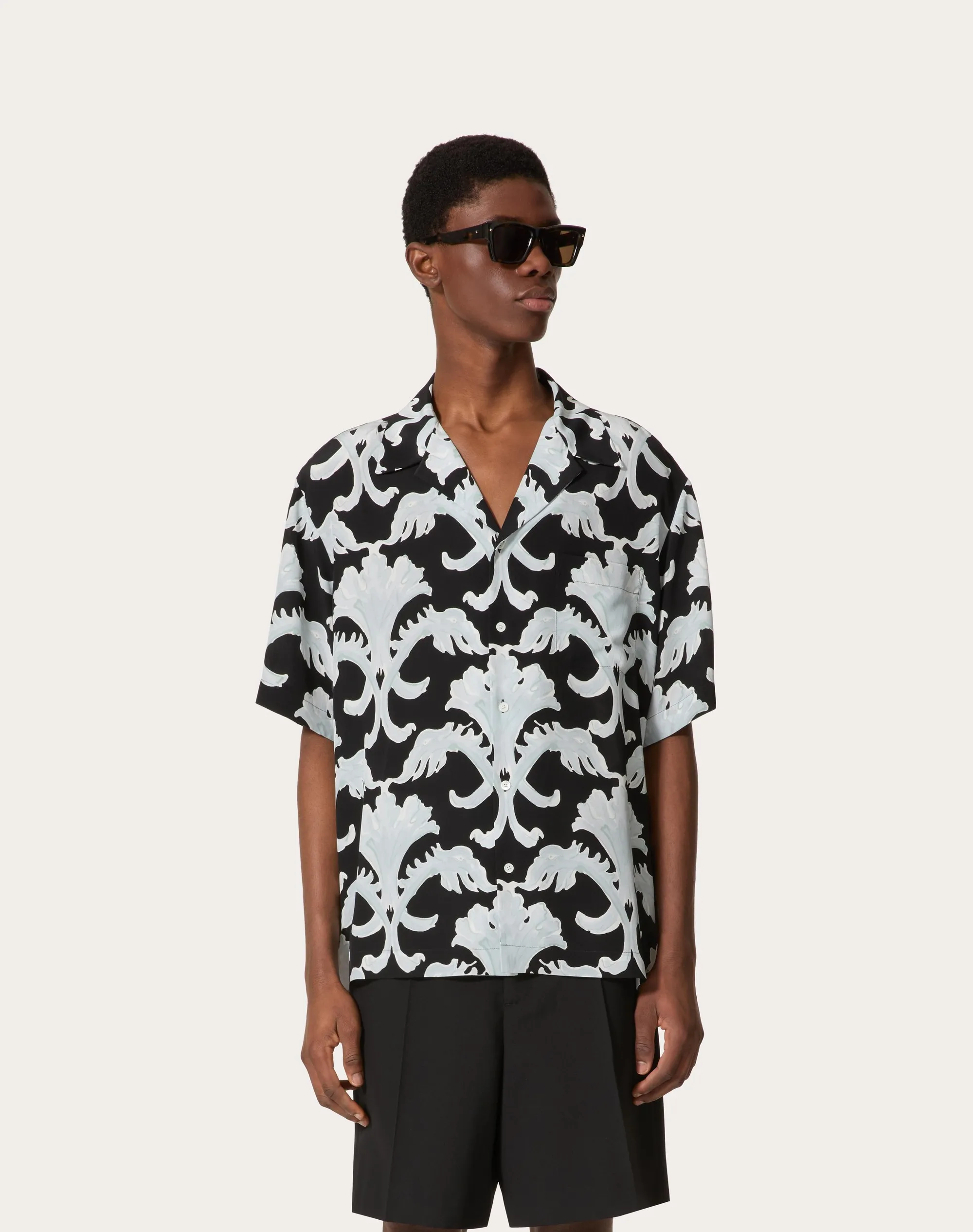 CAMICIA DA BOWLING IN SETA CON STAMPA METAMORPHOS WALL