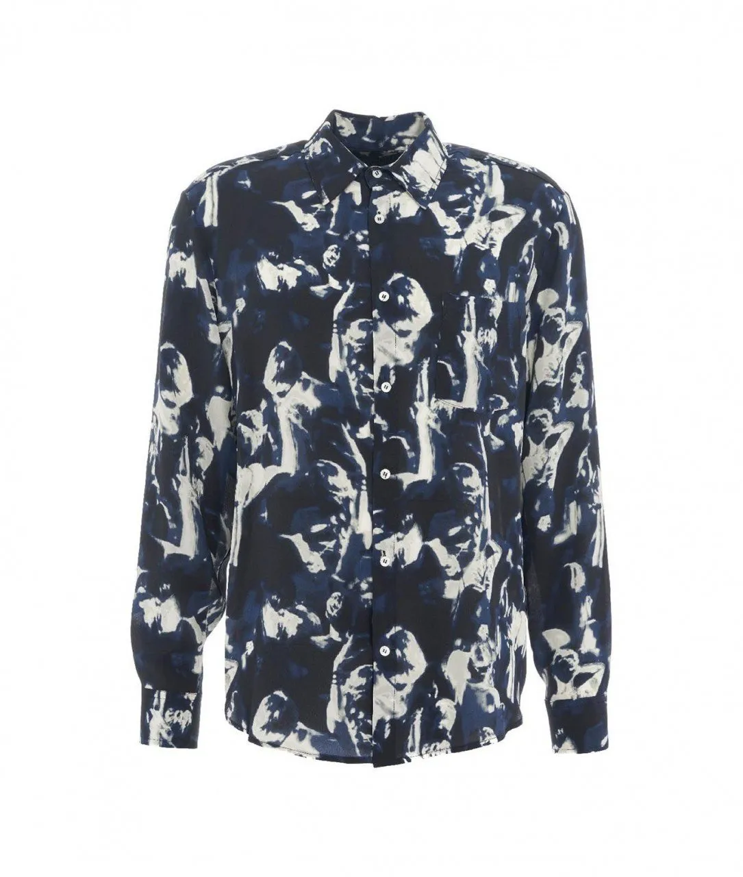 Camicia in seta blu scuro blu scuro