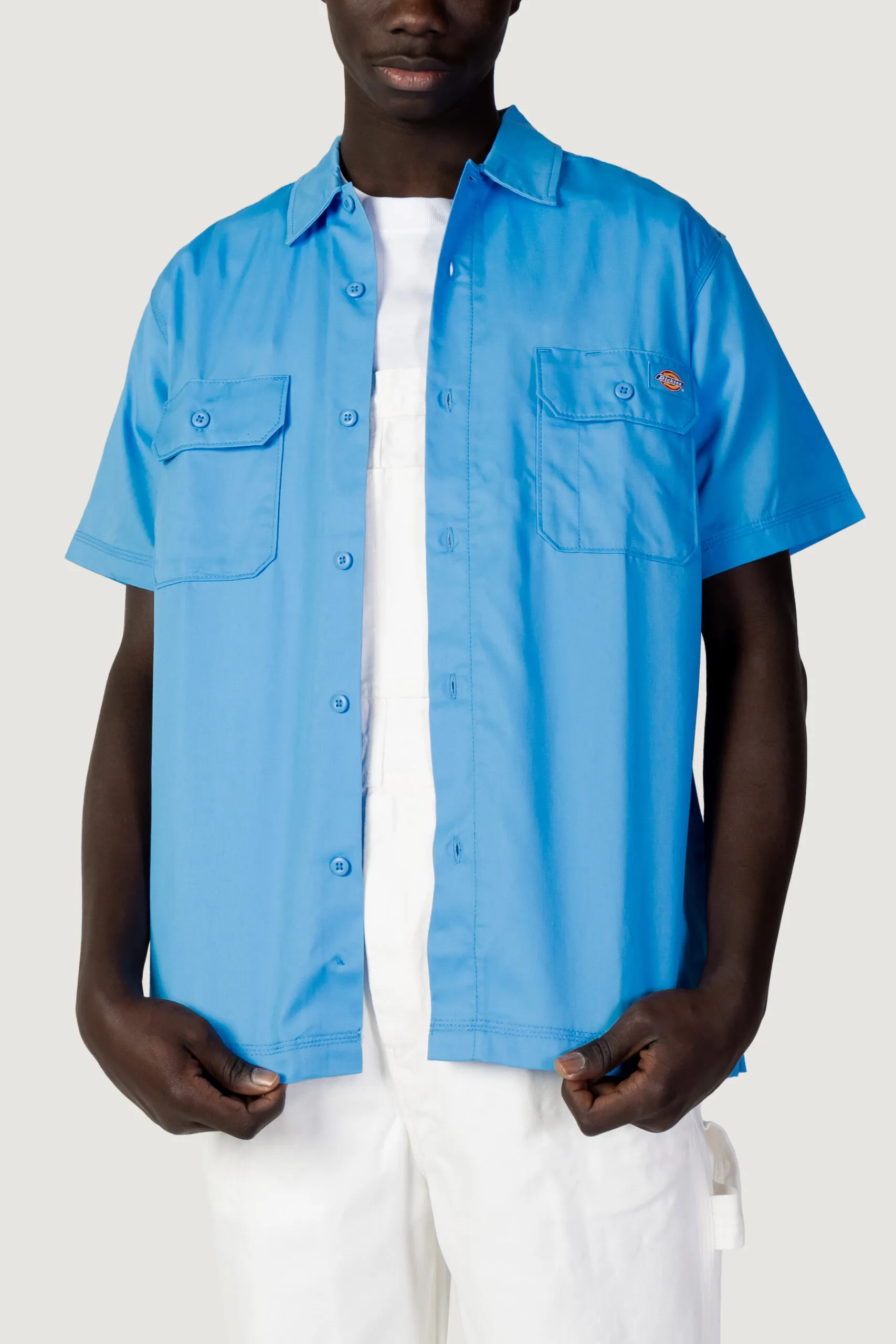 Camicia manica corta Dickies madras ss Celeste