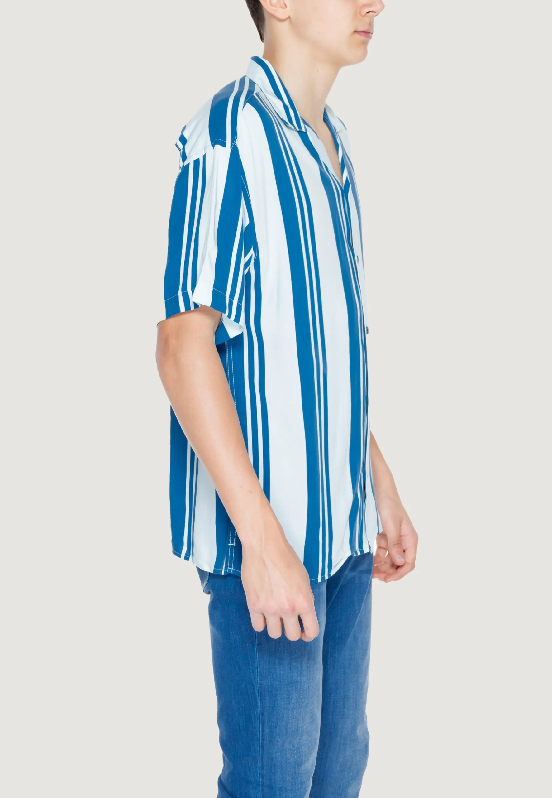 Camicia manica corta Jack Jones Jcojeff Aop Resort Ss Relax Ln Celeste