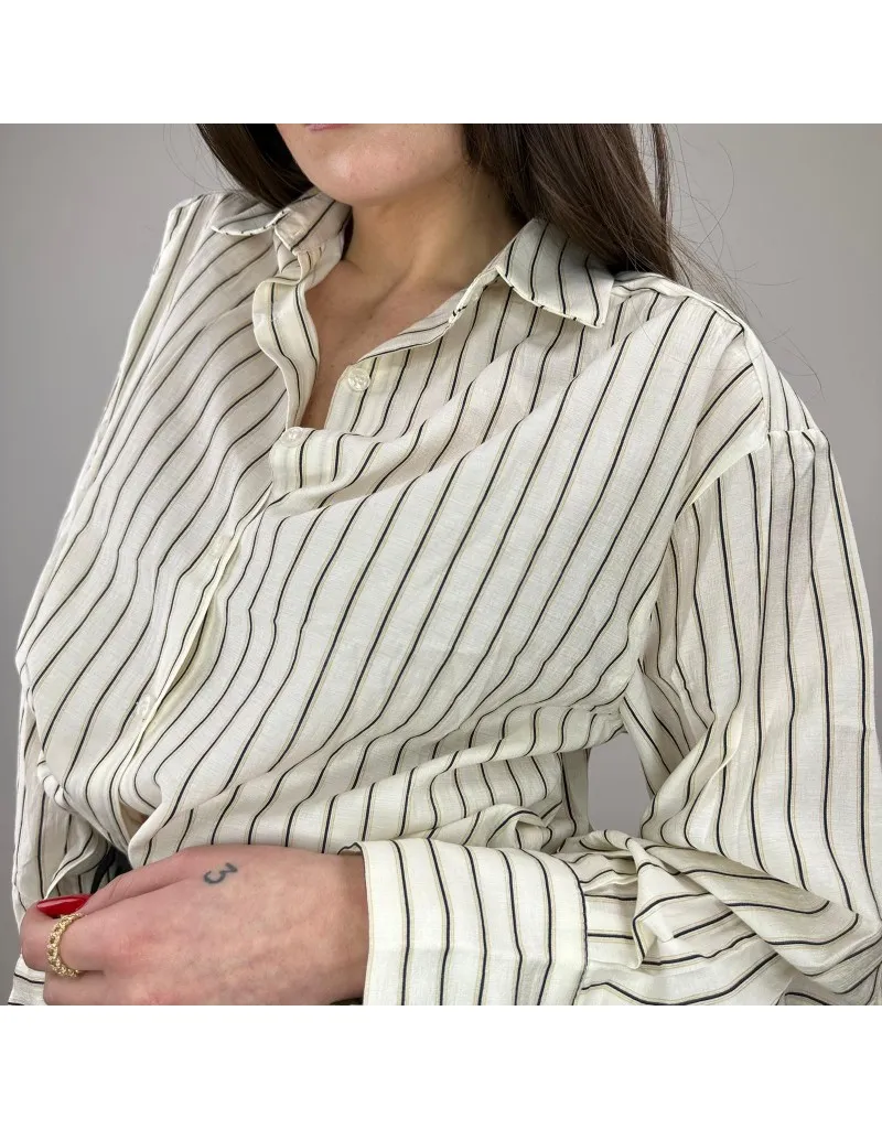 CAMICIA RIGHE STRETTE NERE