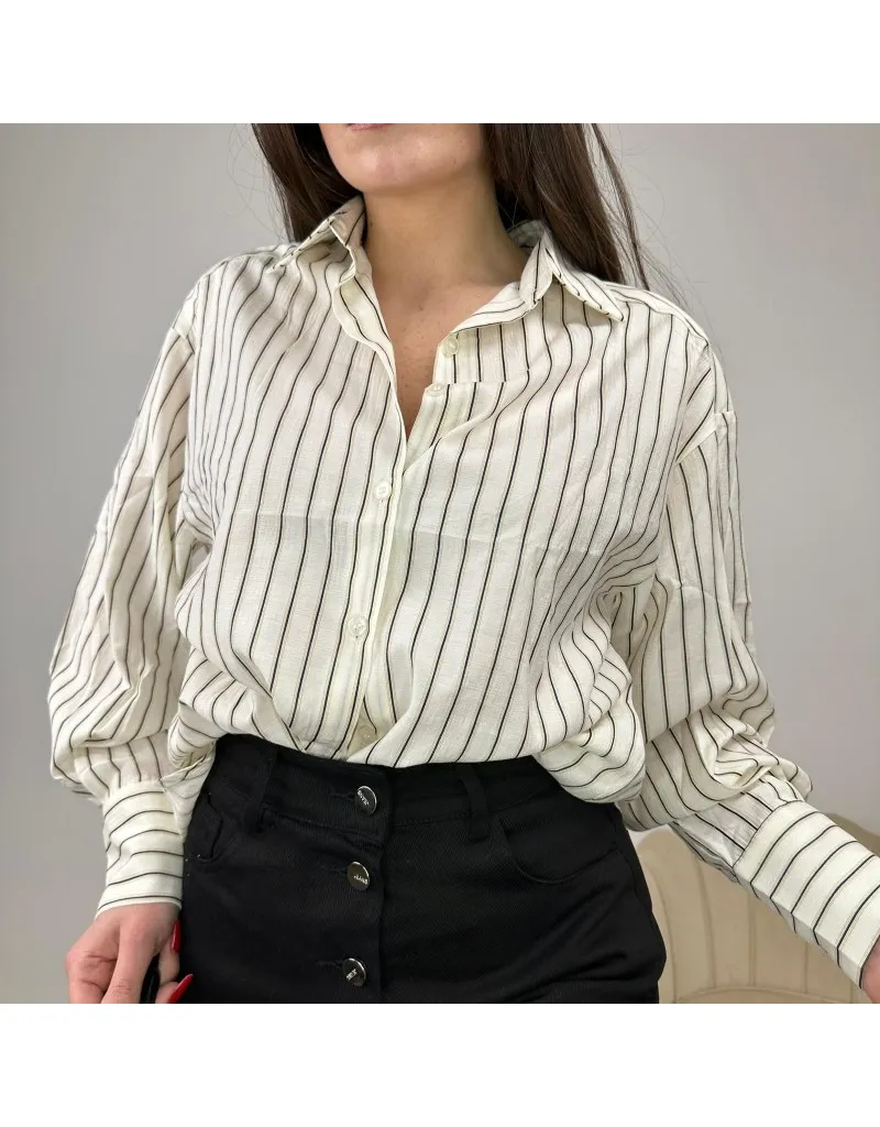 CAMICIA RIGHE STRETTE NERE