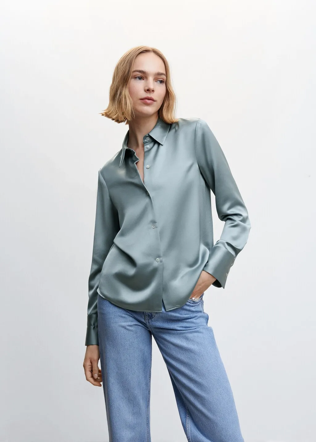 Camicia satinata bottoni