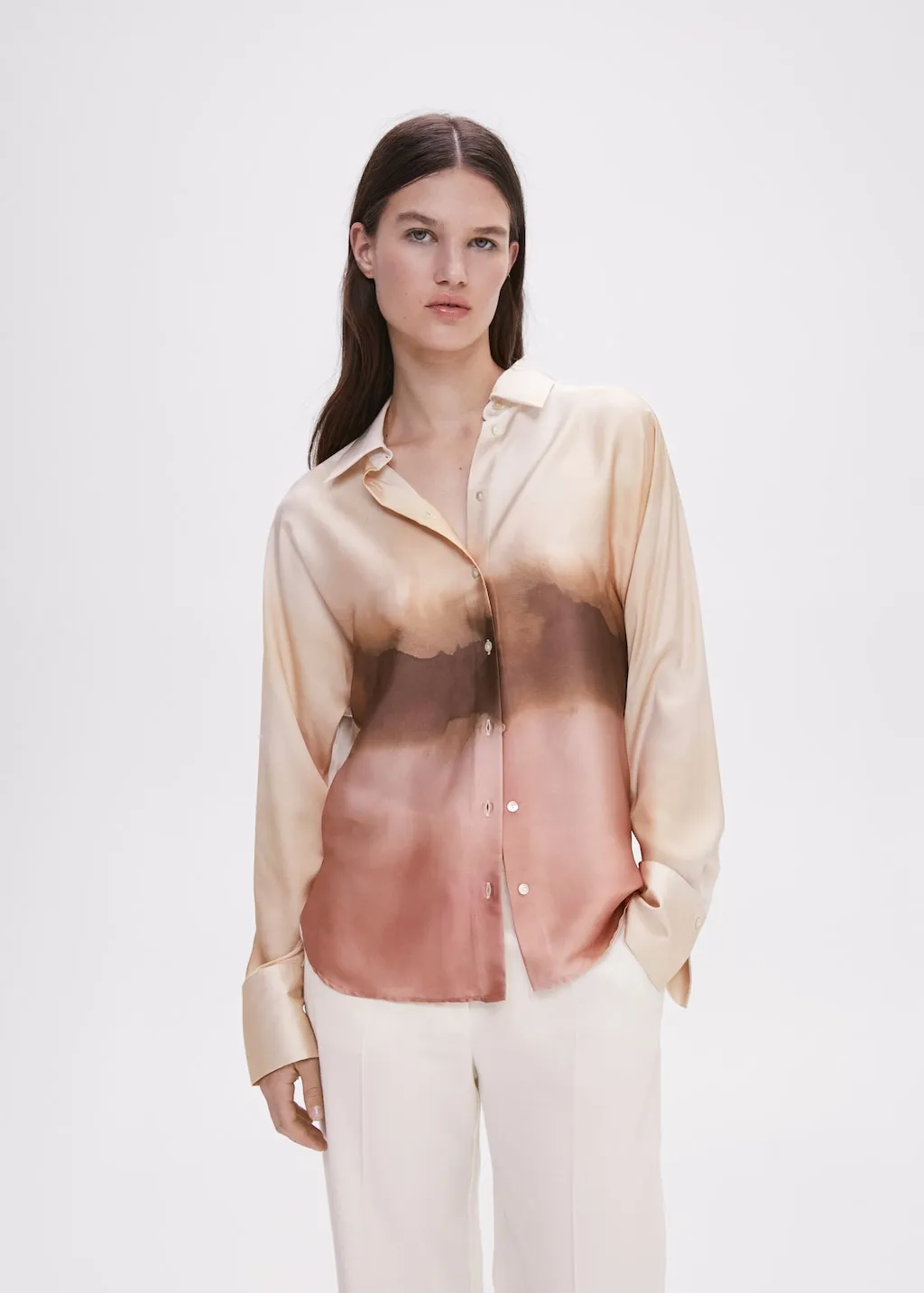 Camicia satinata effetto tie-dye