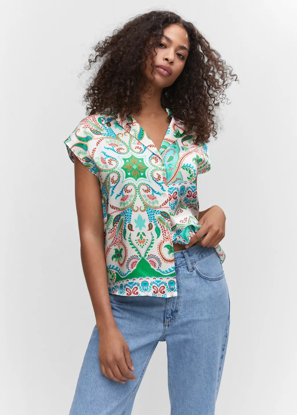 Camicia satinata stampata