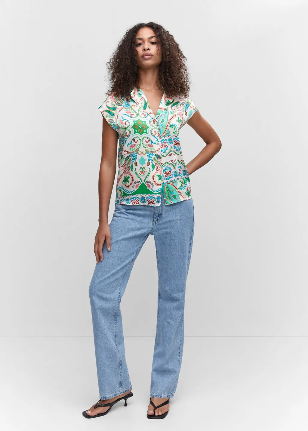 Camicia satinata stampata