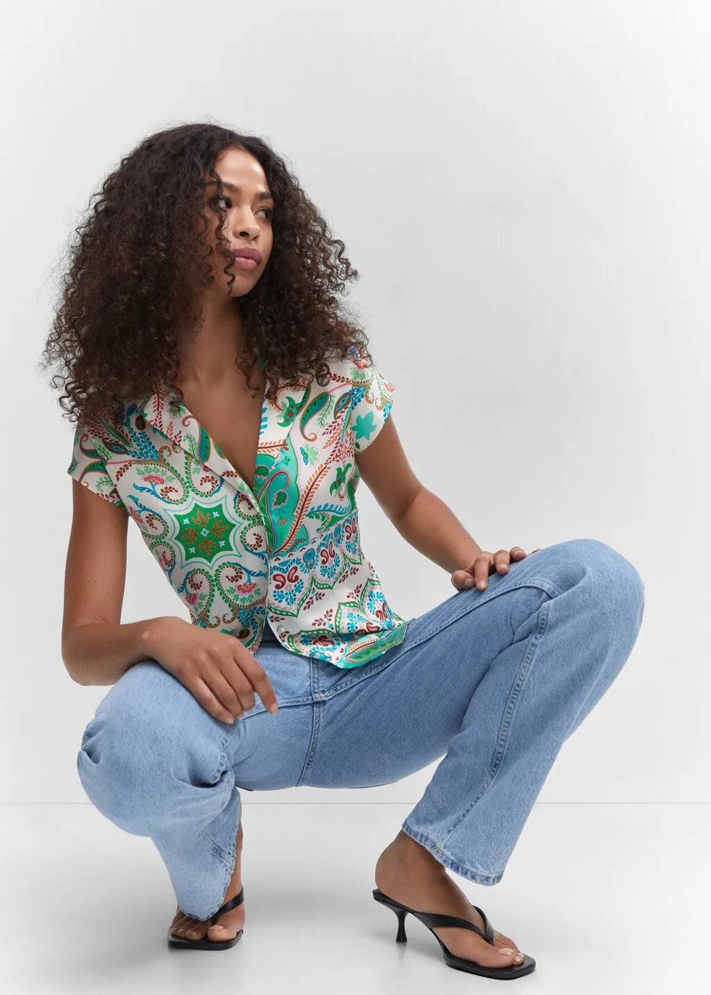 Camicia satinata stampata