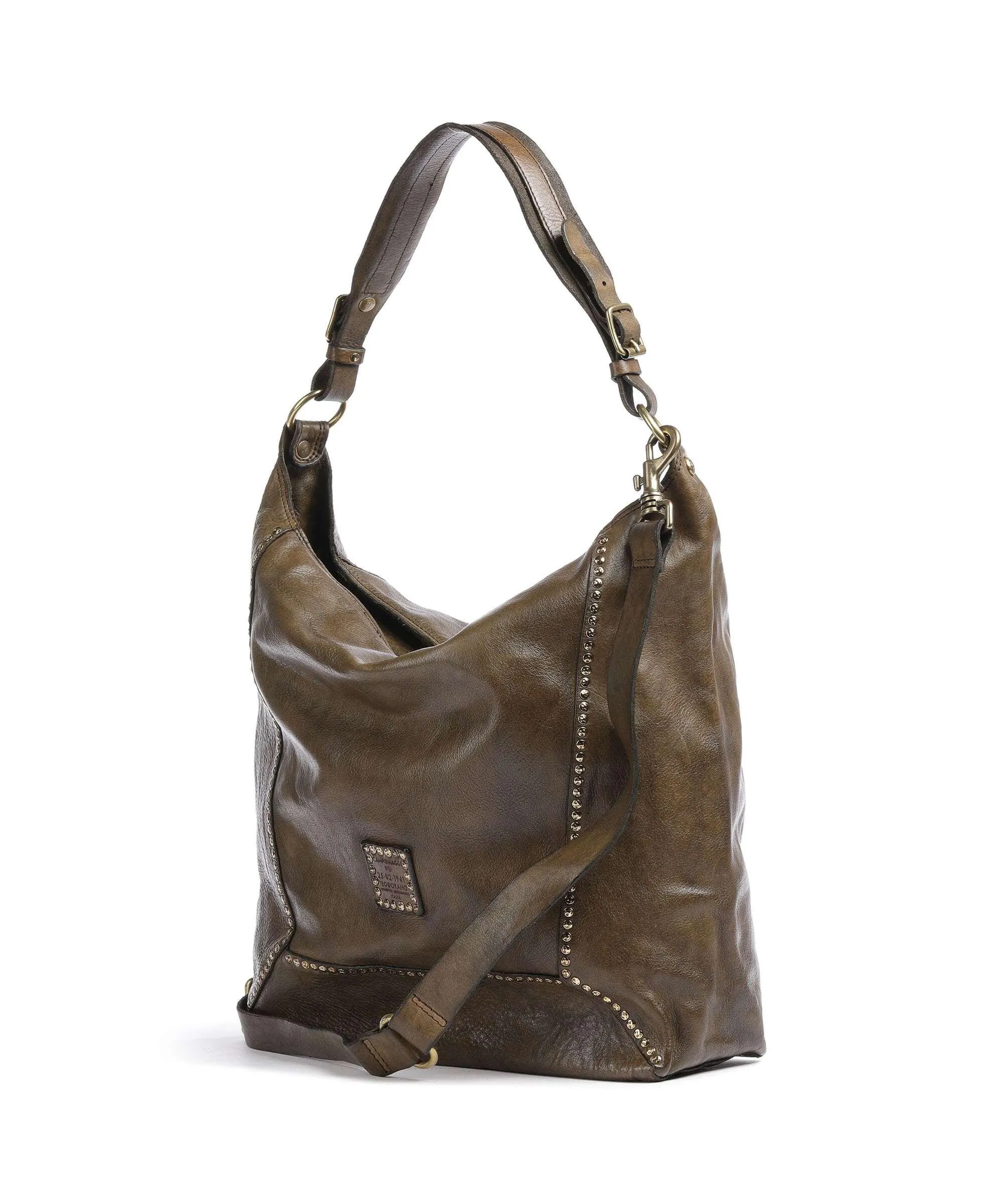  Campomaggi Borsa hobo pelle di vacchetta grana verde-oliva  