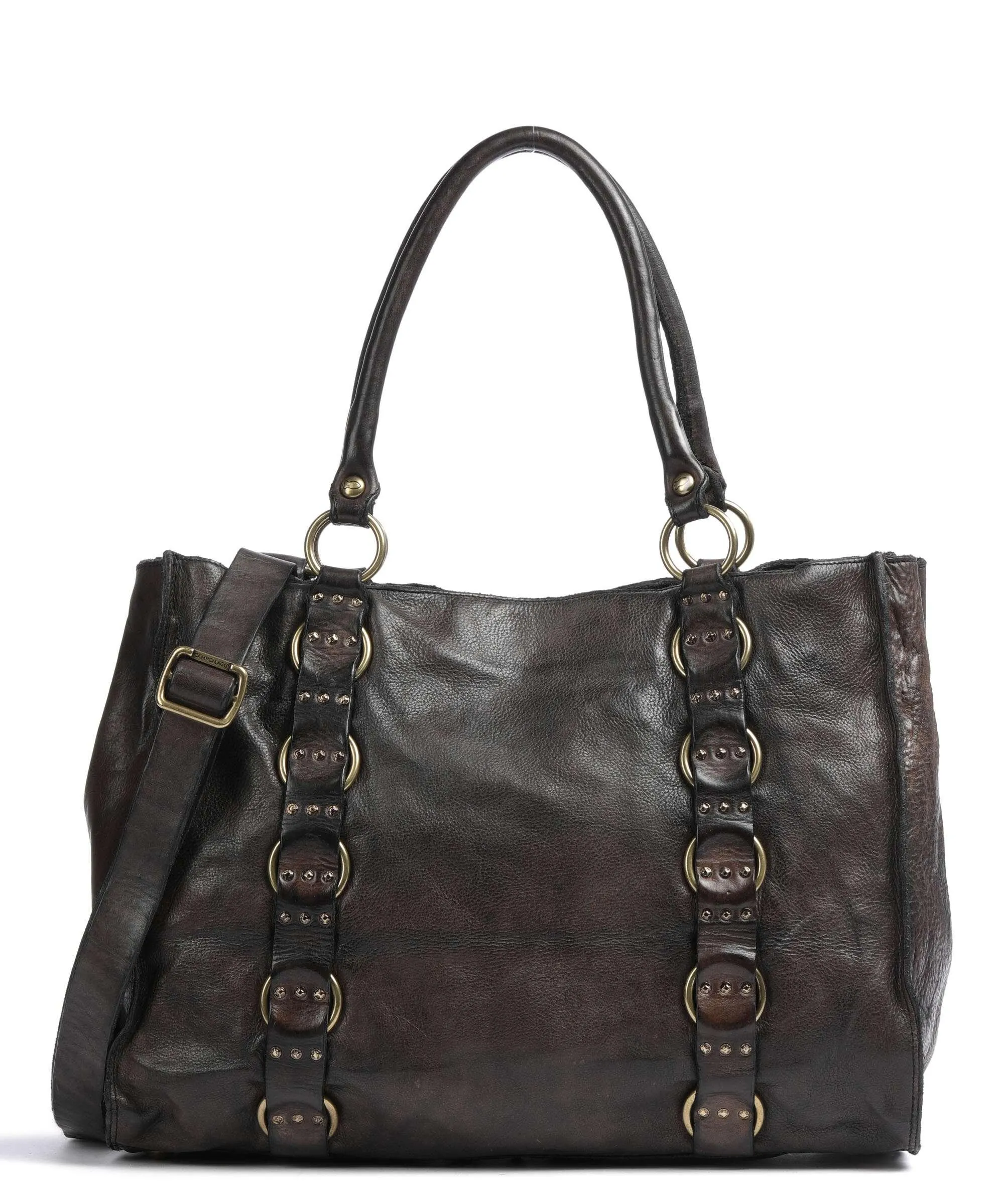  Campomaggi Borsa shopper pelle di vacchetta grana marrone scuro  