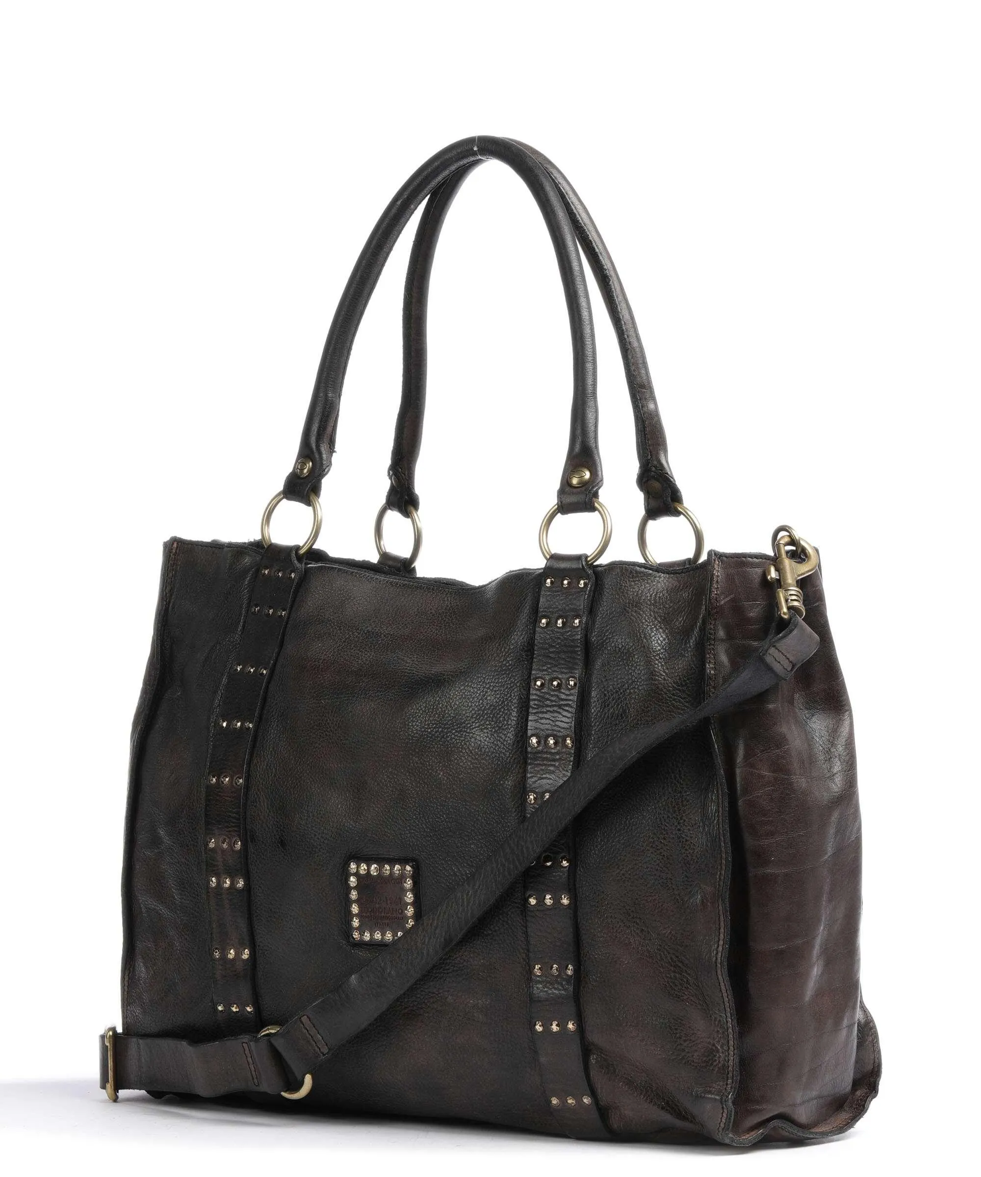  Campomaggi Borsa shopper pelle di vacchetta grana marrone scuro  