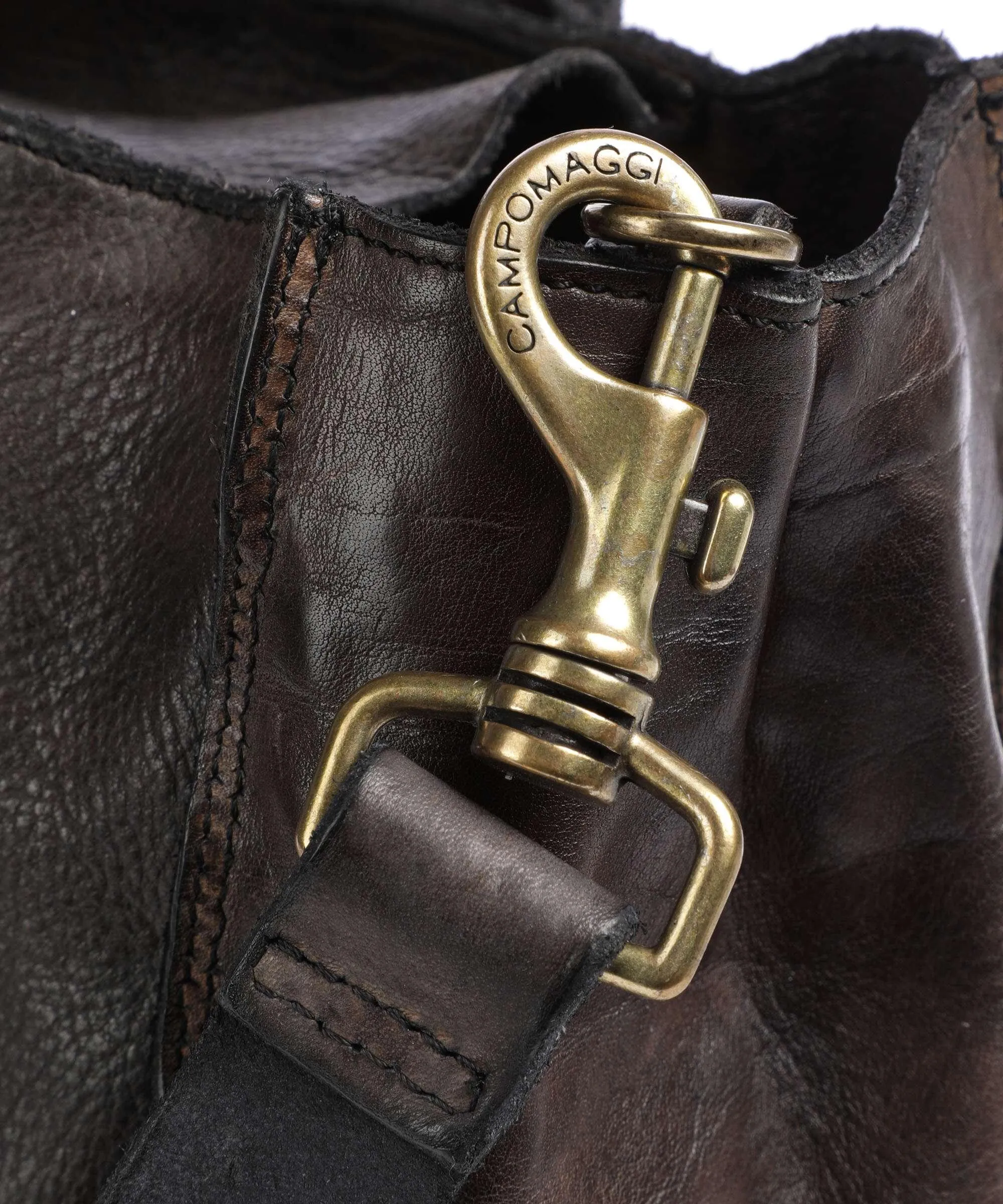  Campomaggi Borsa shopper pelle di vacchetta grana marrone scuro  