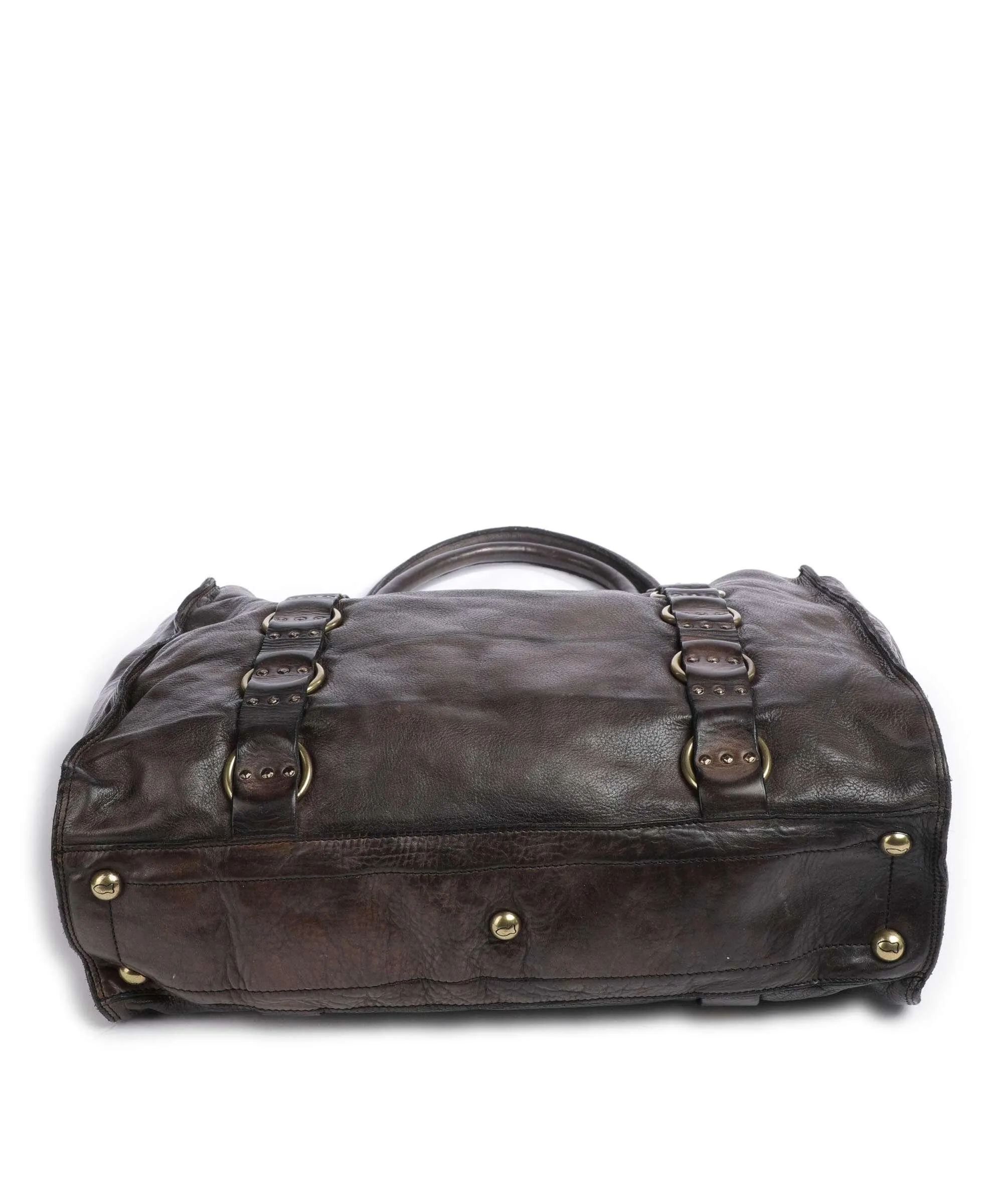  Campomaggi Borsa shopper pelle di vacchetta grana marrone scuro  