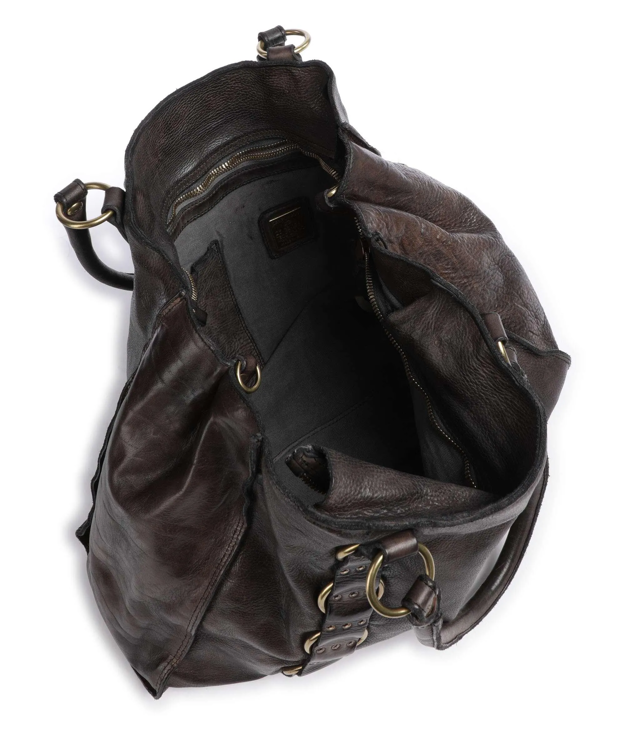  Campomaggi Borsa shopper pelle di vacchetta grana marrone scuro  