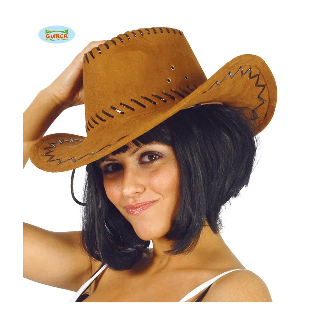 Cappello Marrone da Cow Boy Con Cuciture per Carnevale e per feste