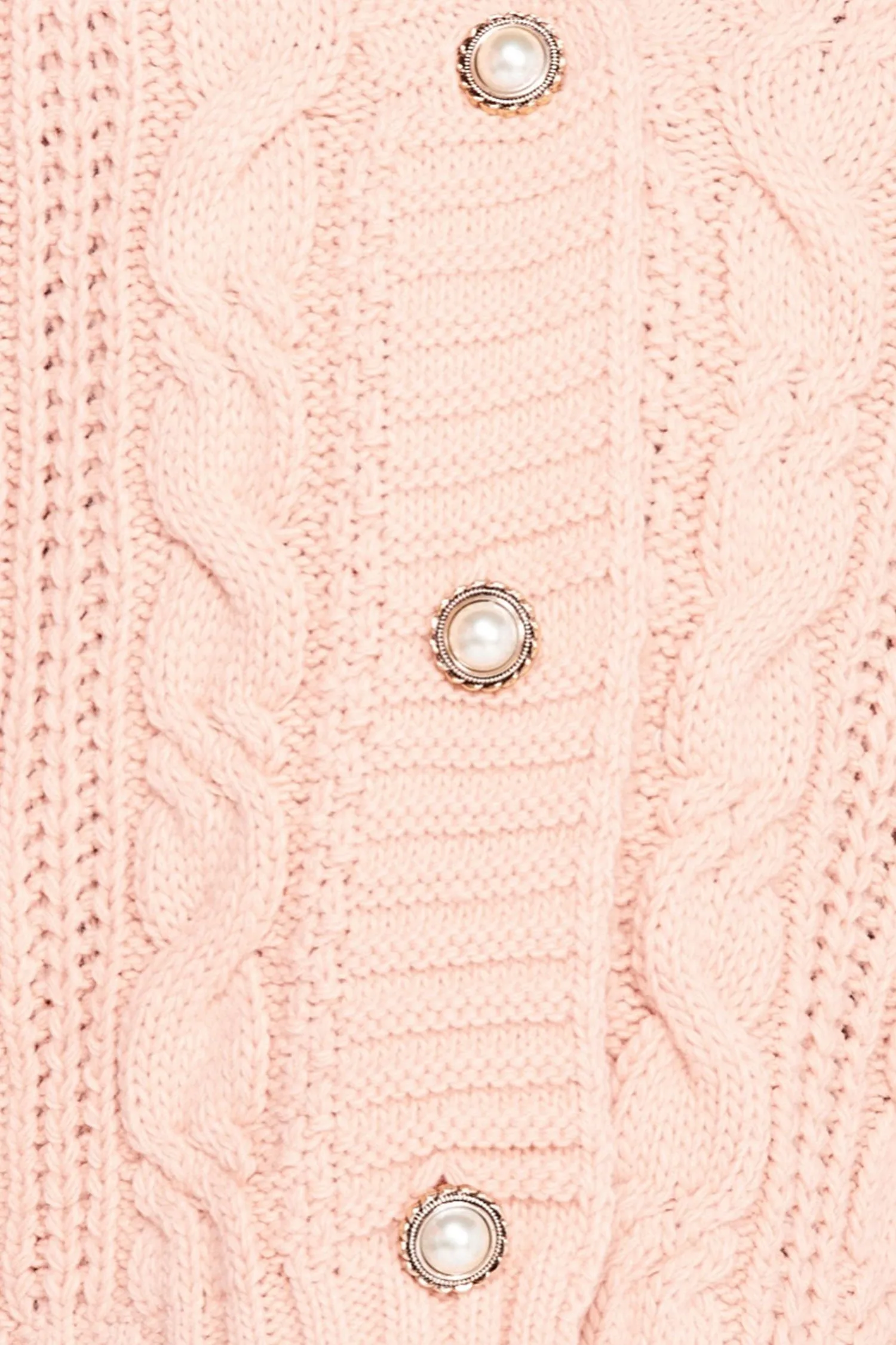 Cardigan in maglia rosa con bottoni perle