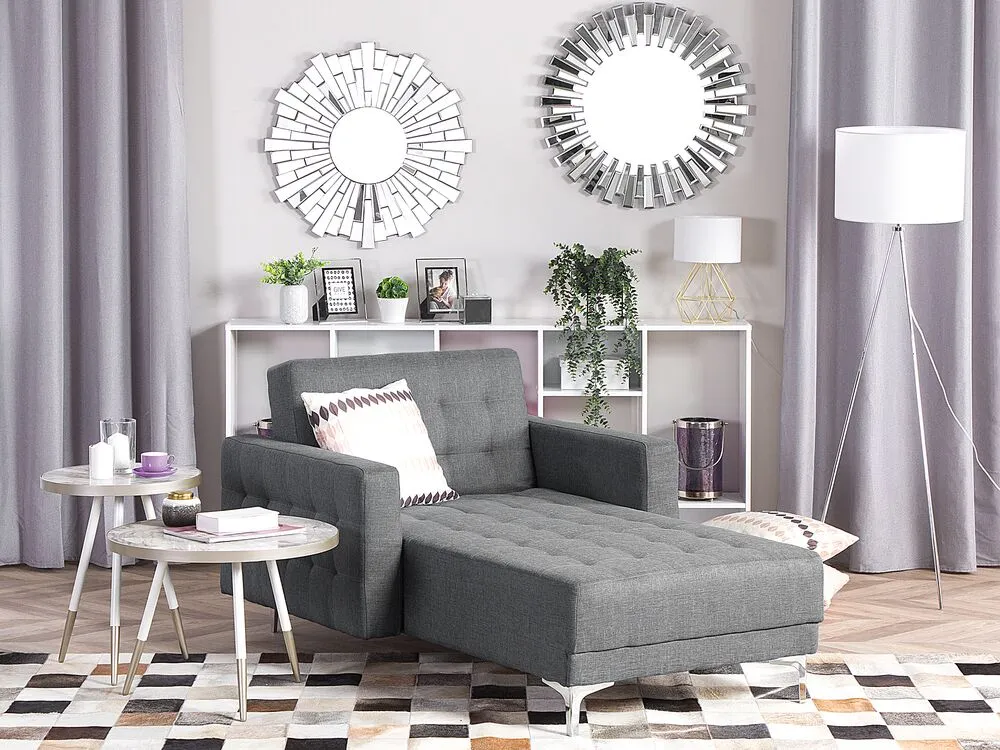 Chaise longue in tessuto grigio chiaro ABERDEEN