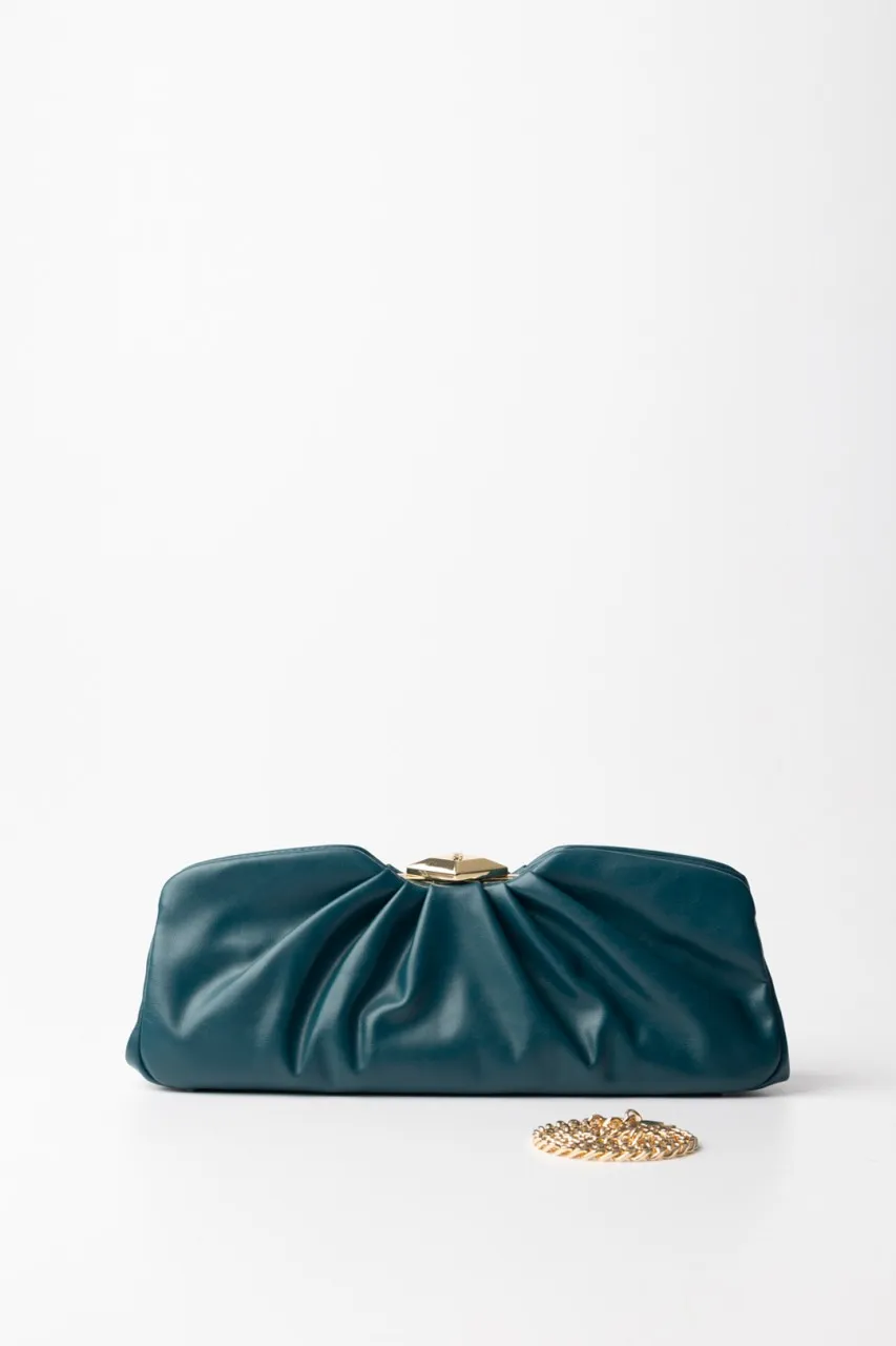 Clutch effetto pelle lucida Pavone