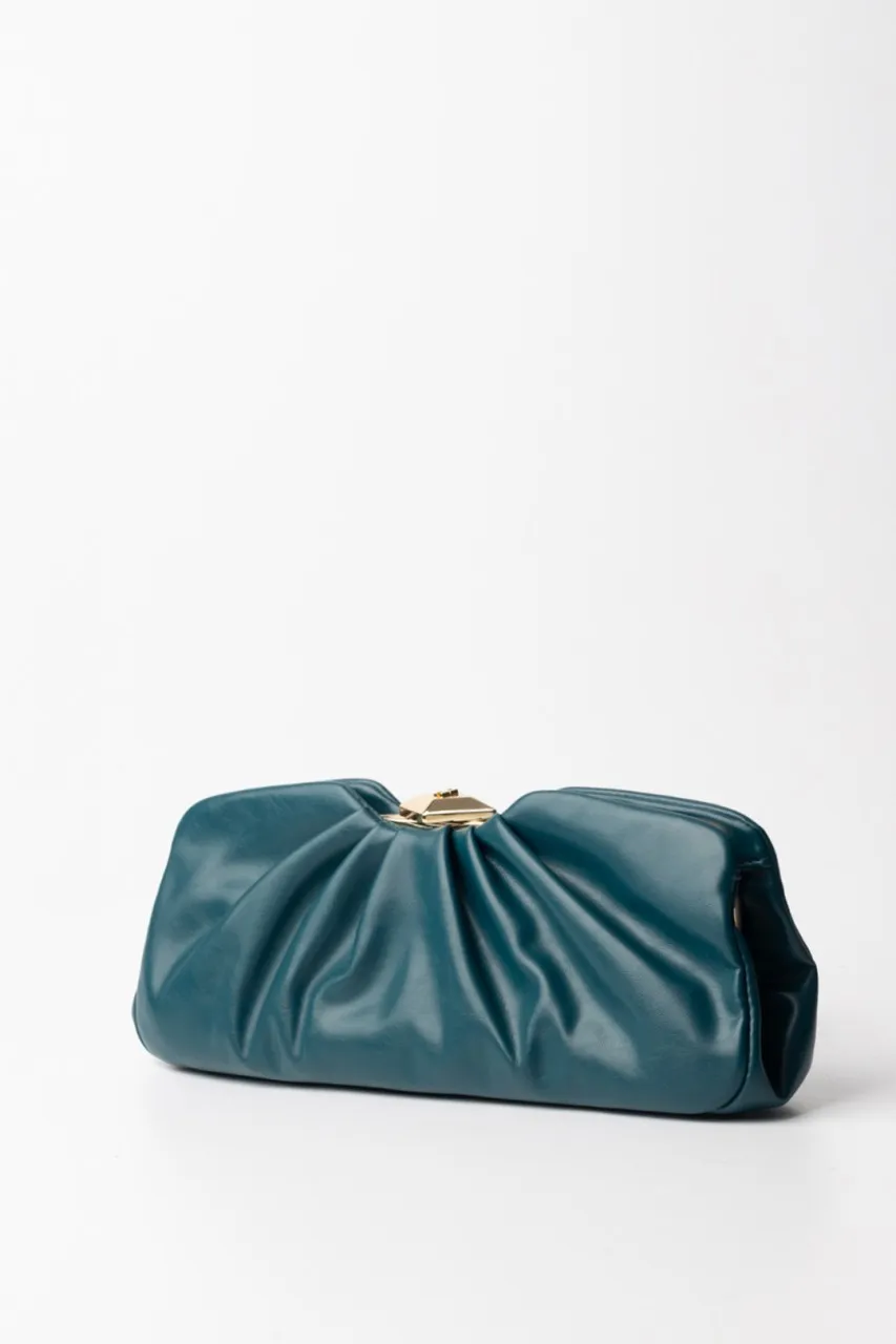 Clutch effetto pelle lucida Pavone