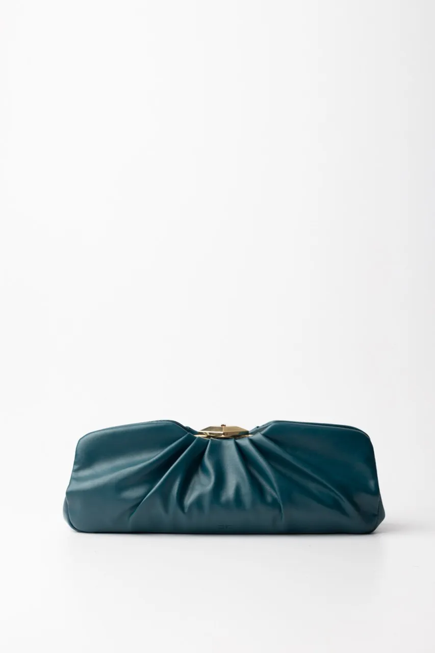Clutch effetto pelle lucida Pavone
