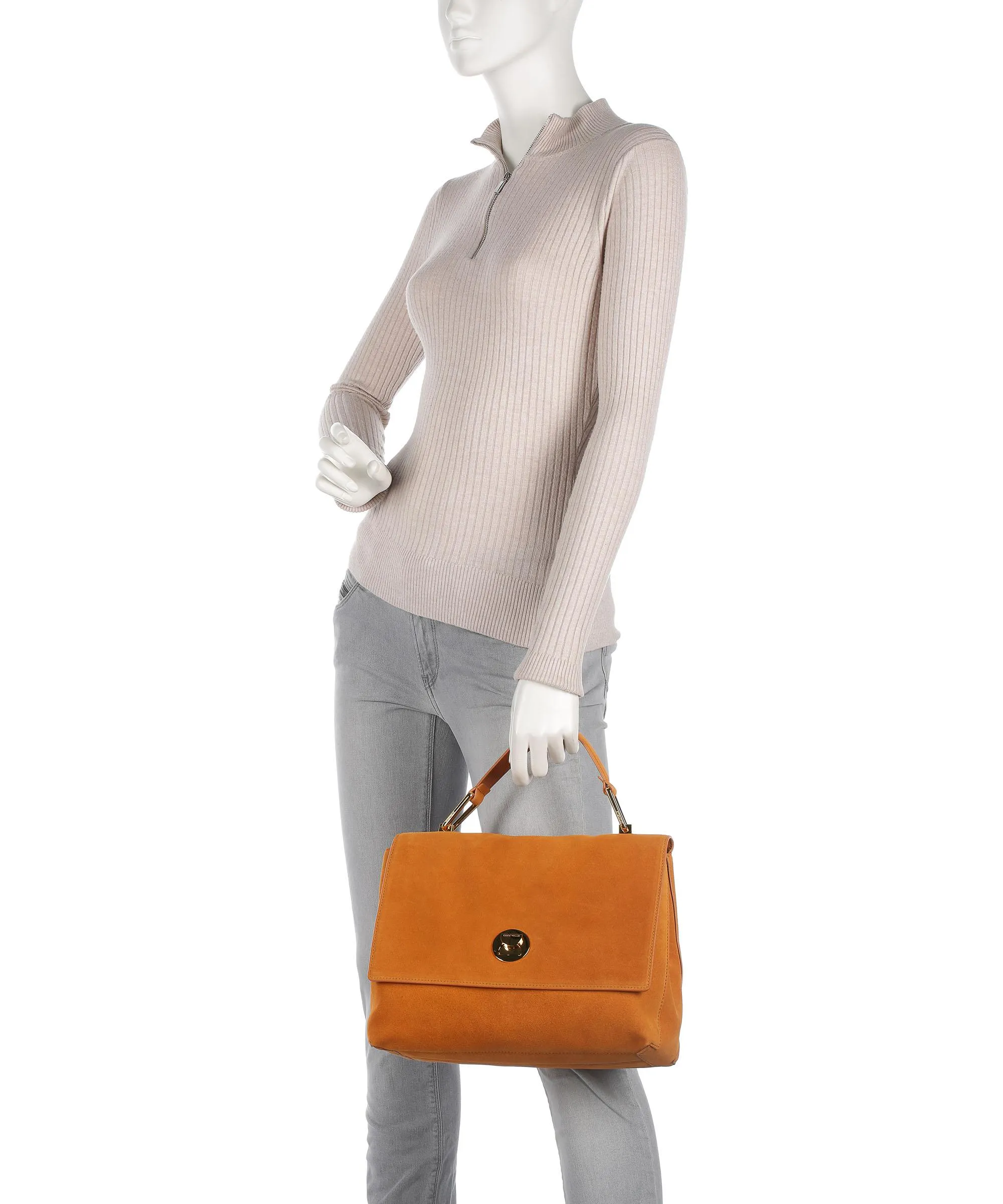  Coccinelle Liya Suede Borsa a mano pelle ruvida arancio  