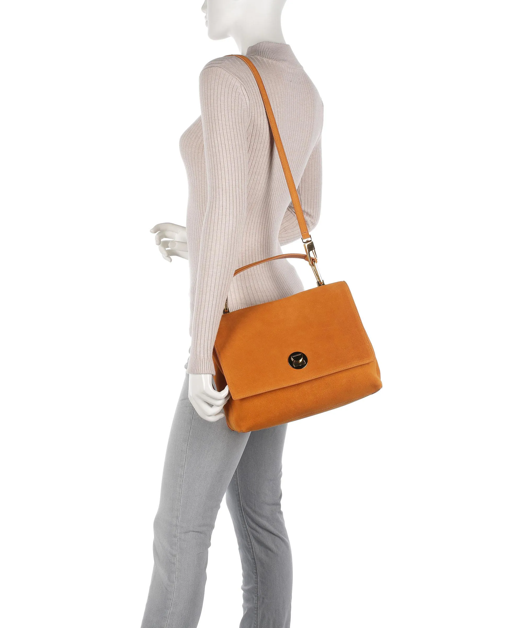  Coccinelle Liya Suede Borsa a mano pelle ruvida arancio  