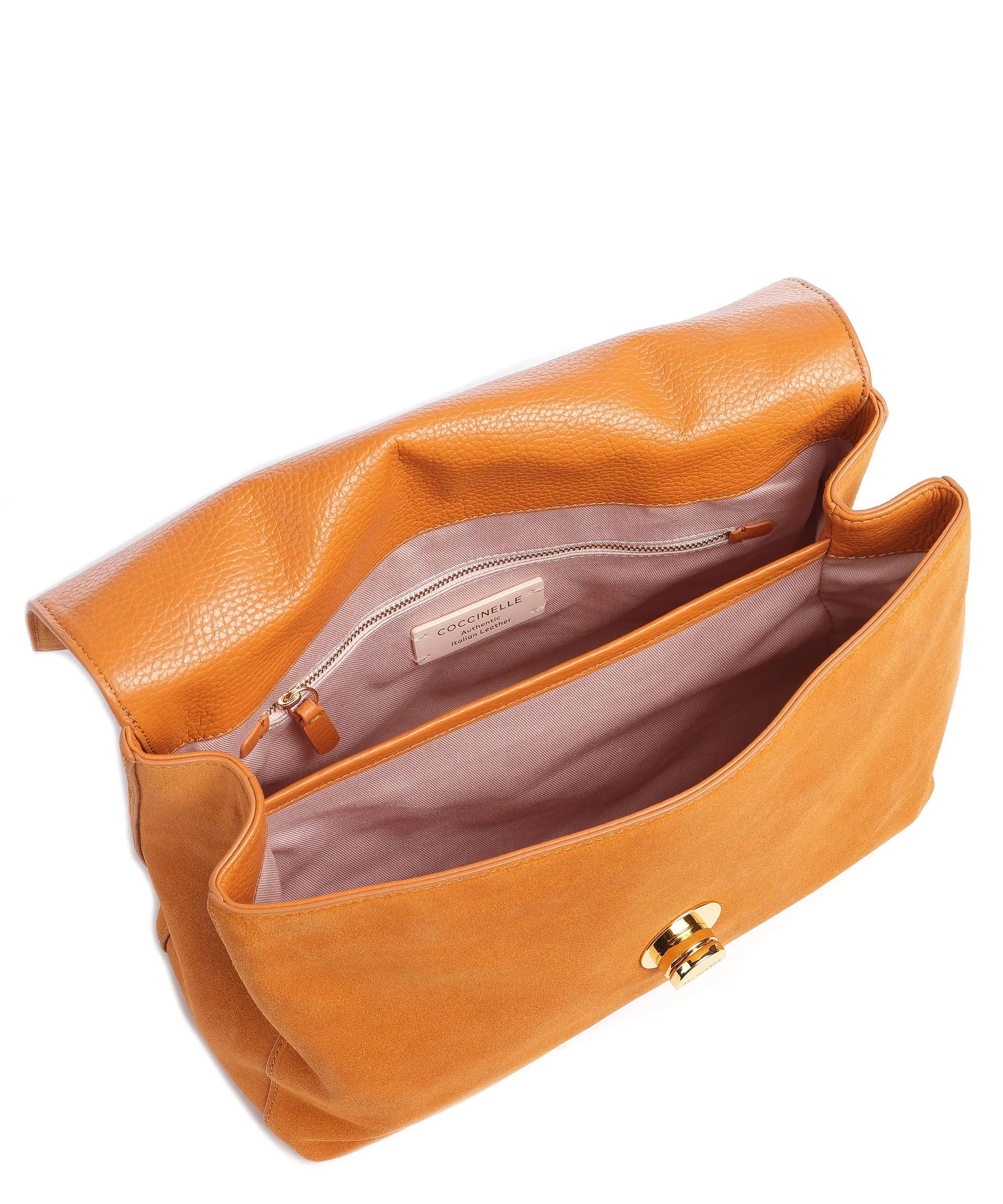  Coccinelle Liya Suede Borsa a mano pelle ruvida arancio  