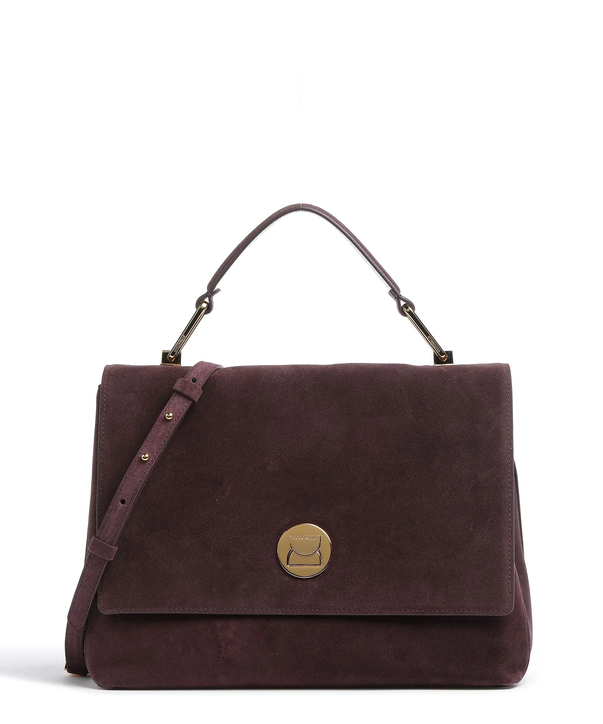  Coccinelle Liya Suede Borsa a mano pelle ruvida mogano  