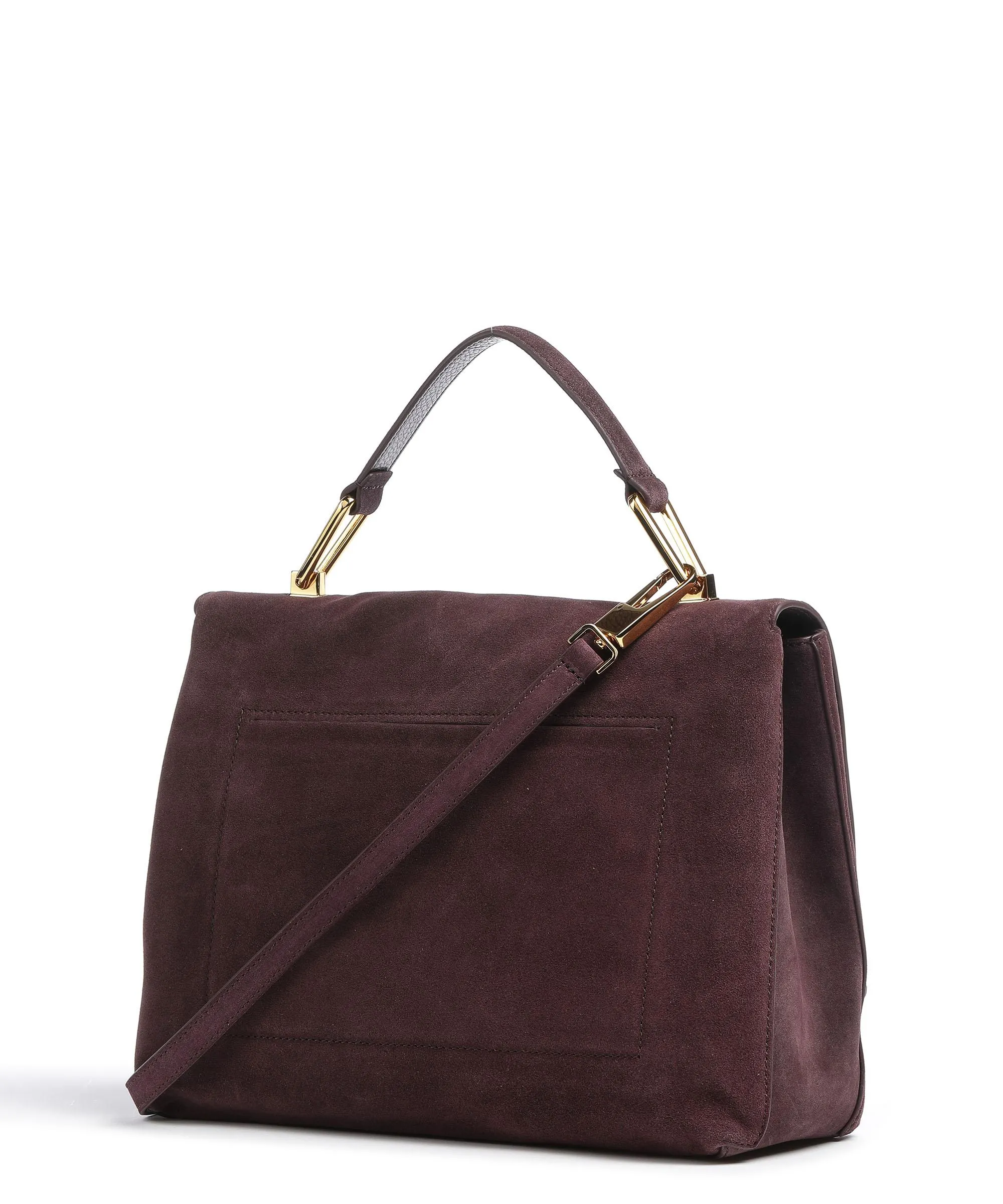  Coccinelle Liya Suede Borsa a mano pelle ruvida mogano  