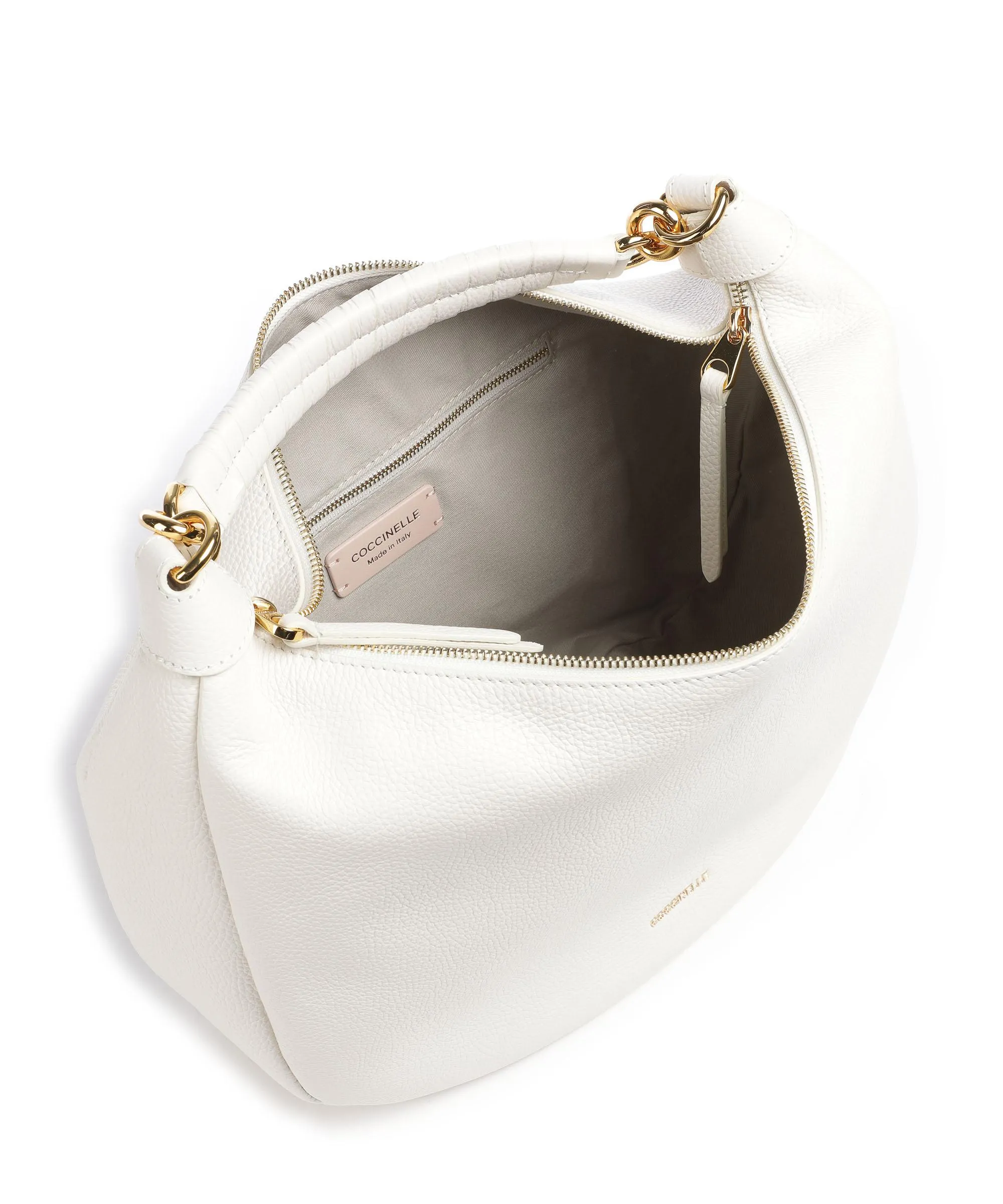  Coccinelle Maelody Borsa hobo pelle granulata bianco  