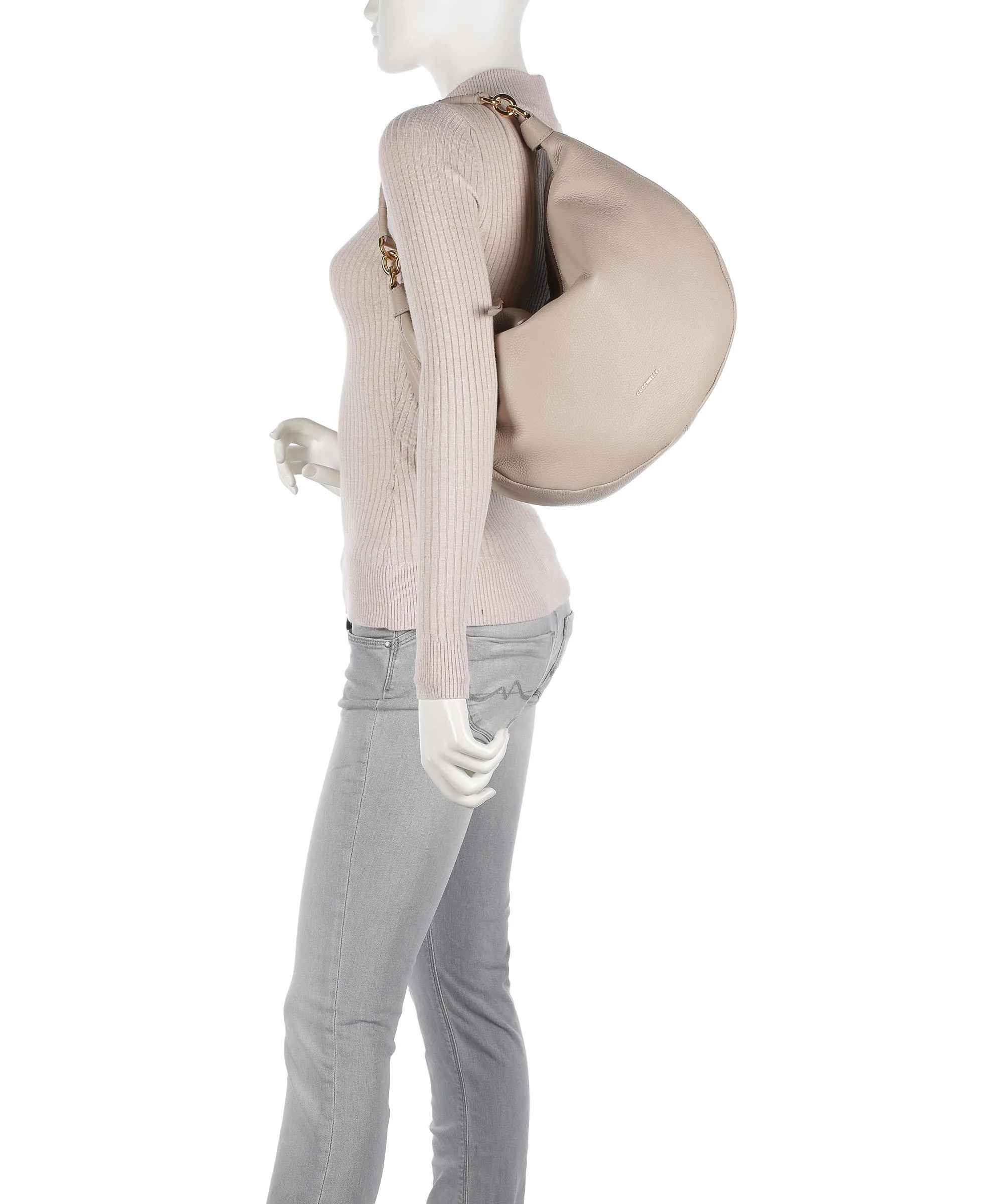  Coccinelle Maelody Borsa hobo pelle granulata powder  