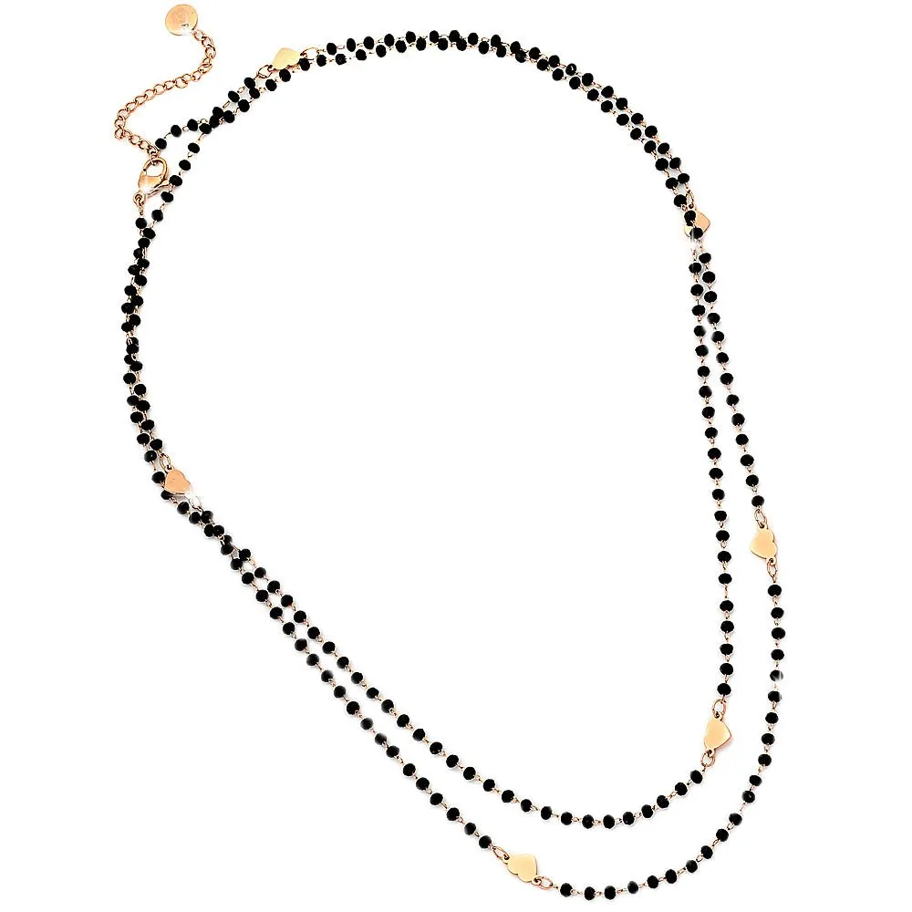 Collana doppio o triplo giro con 200 Cristalli - Cuori Rose Gold