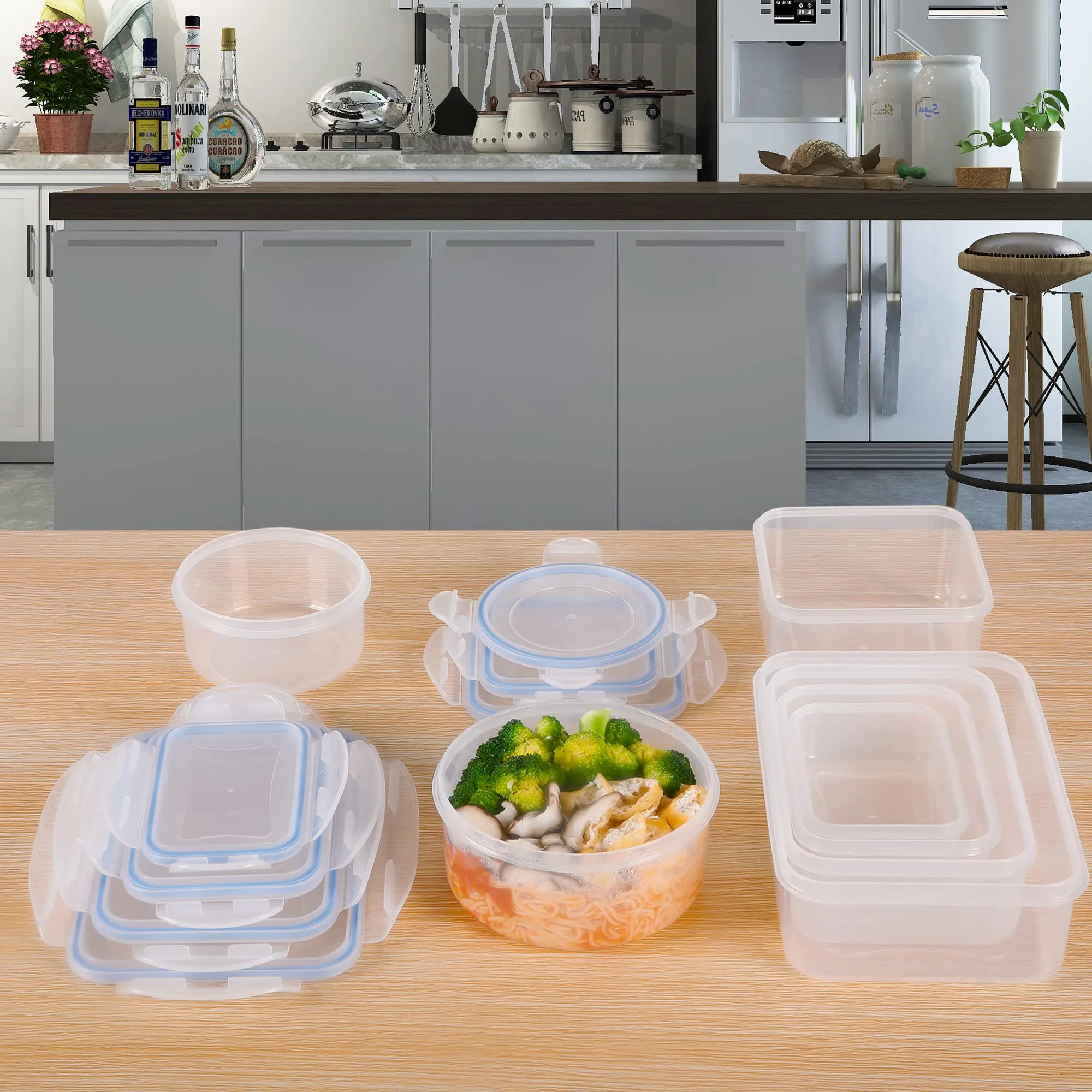 Contenitori Ermetici per Alimenti [8 Pezzi], Contenitori di Plastica Riutilizzabili, Senza BPA Contenitori Alimenti, 100% a Prov
