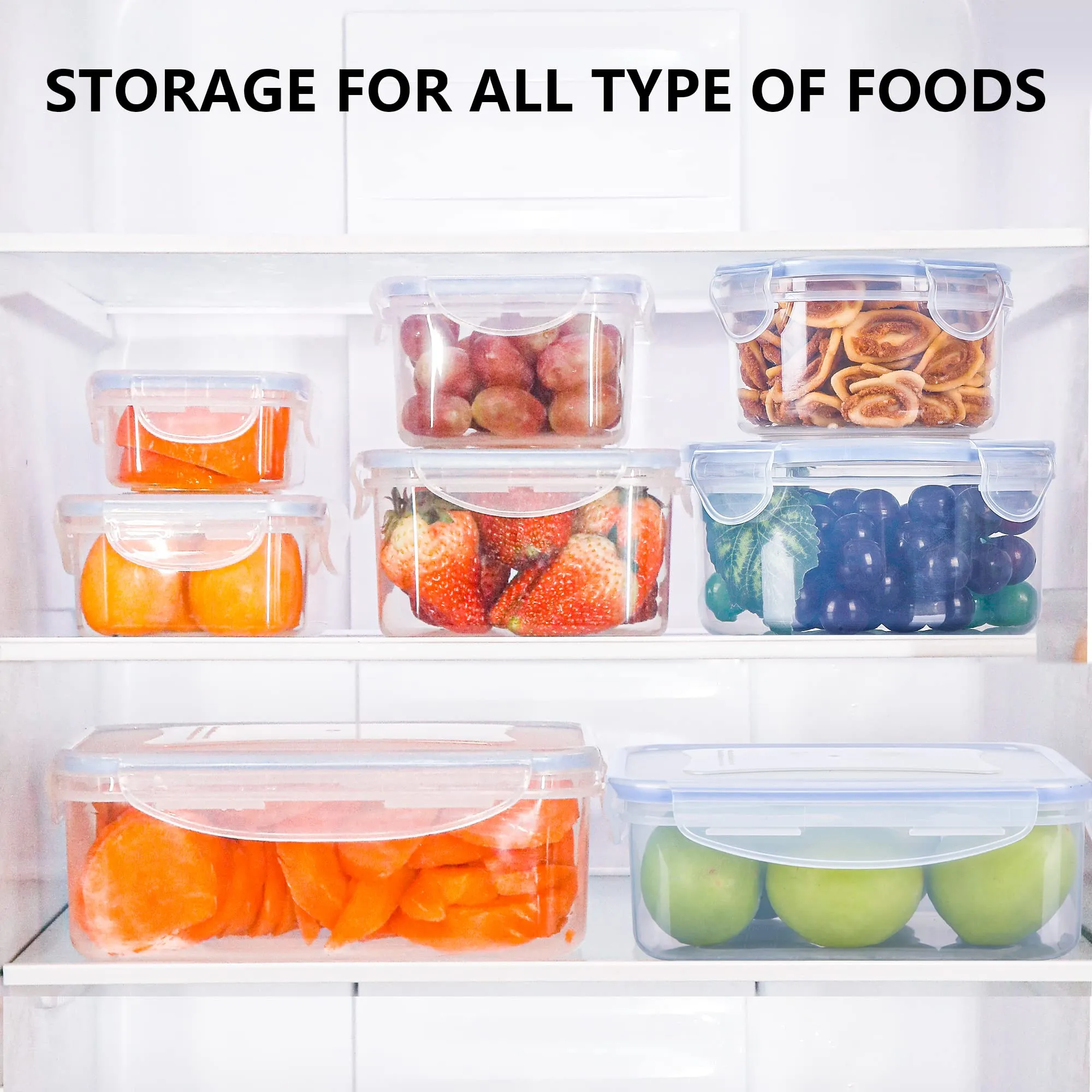 Contenitori Ermetici per Alimenti [8 Pezzi], Contenitori di Plastica Riutilizzabili, Senza BPA Contenitori Alimenti, 100% a Prov