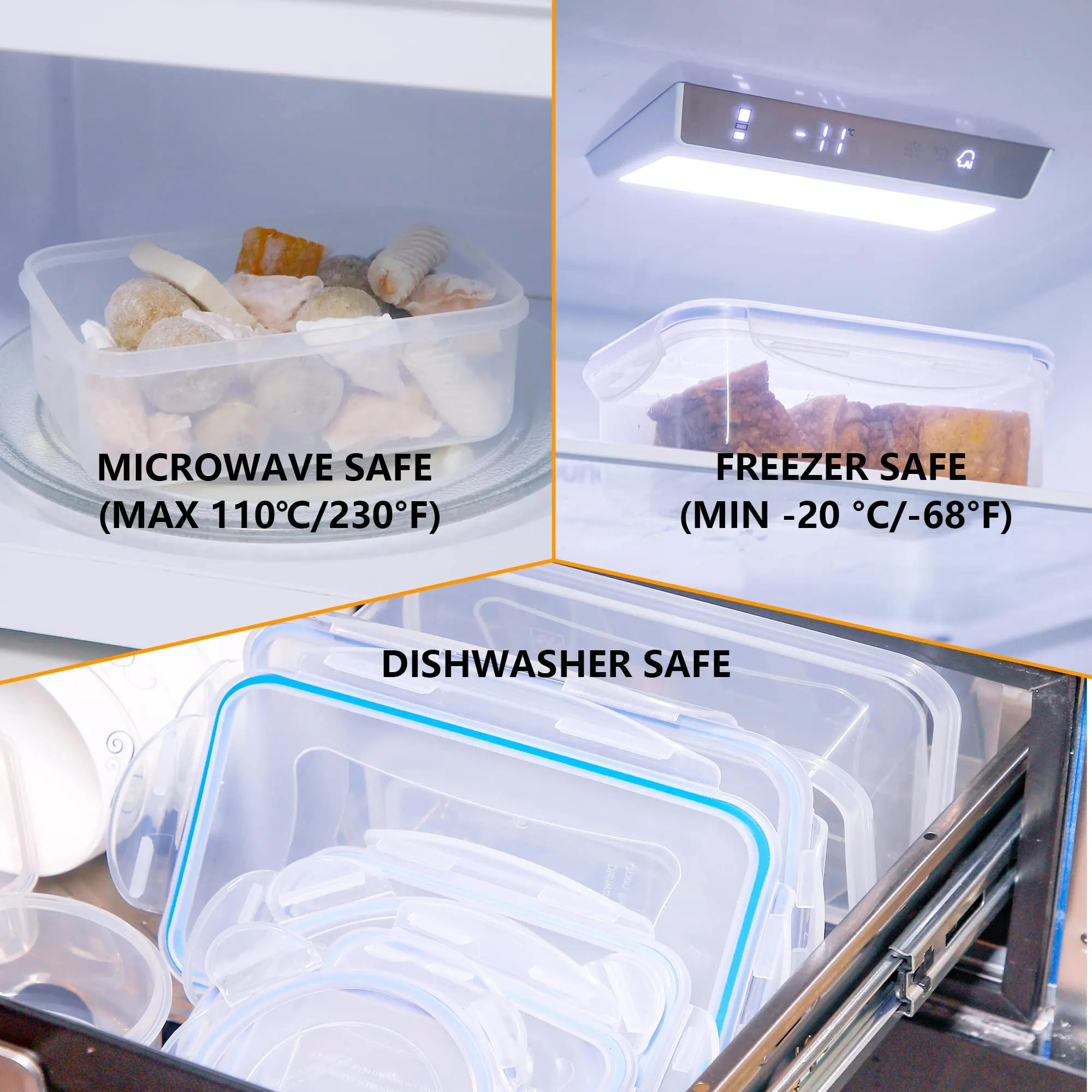 Contenitori Ermetici per Alimenti [8 Pezzi], Contenitori di Plastica Riutilizzabili, Senza BPA Contenitori Alimenti, 100% a Prov