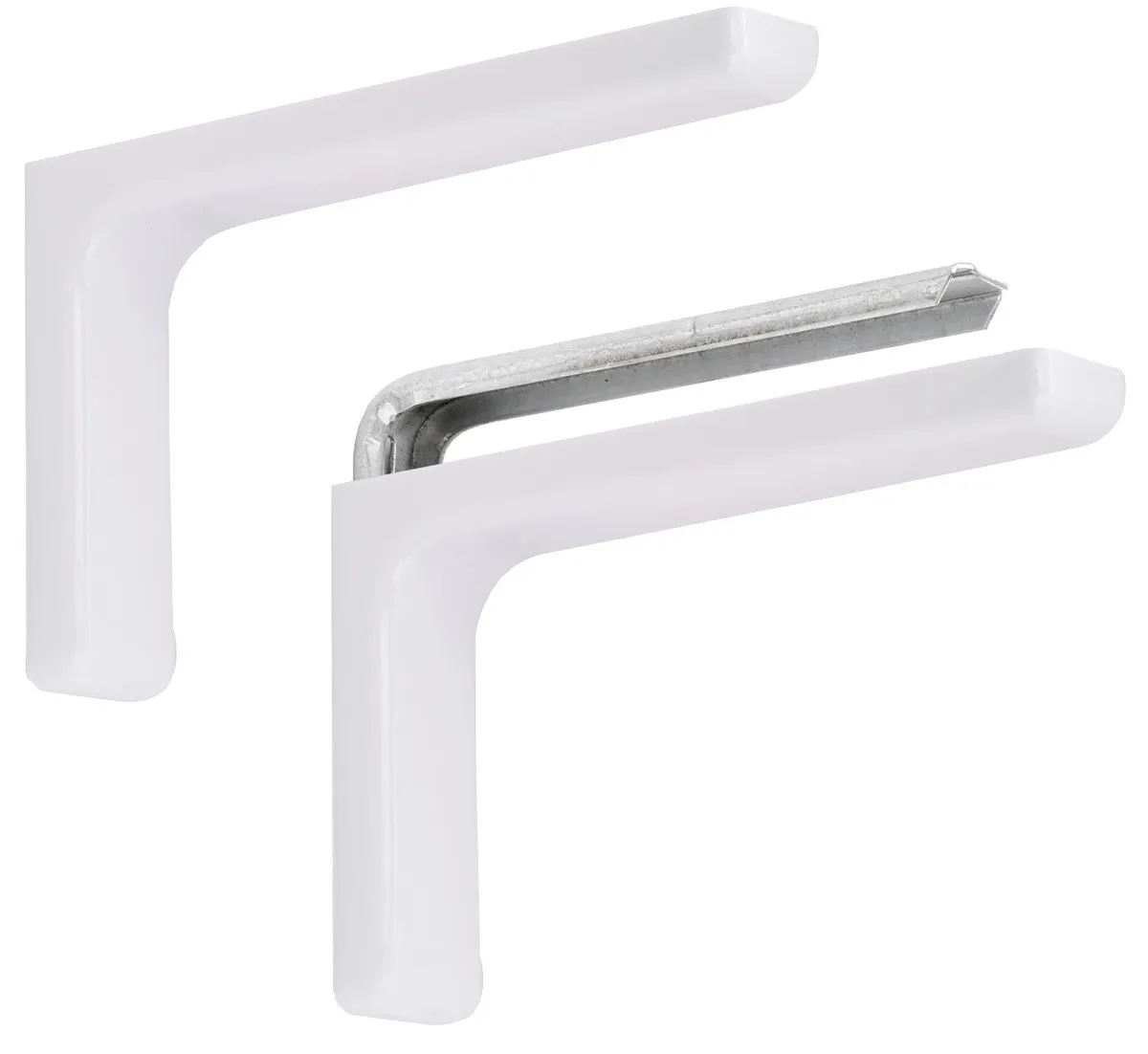 Coppia reggimensole in acciaio con cover bianca e tasselli mm 240x140x35