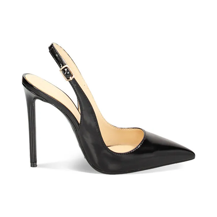 Décolleté slingback nere, tacco 11 cm