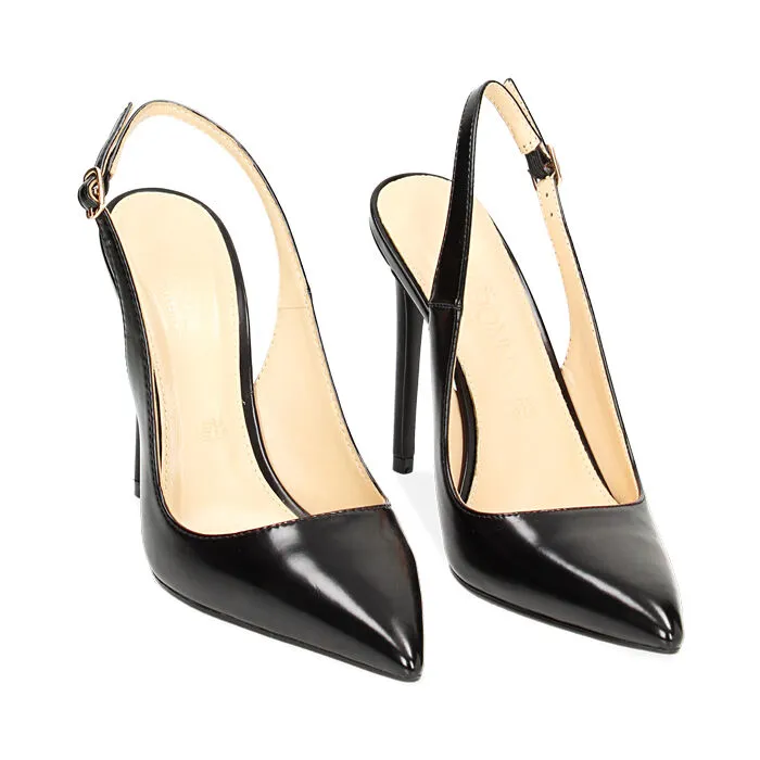 Décolleté slingback nere, tacco 11 cm