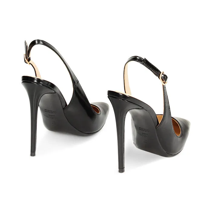 Décolleté slingback nere, tacco 11 cm