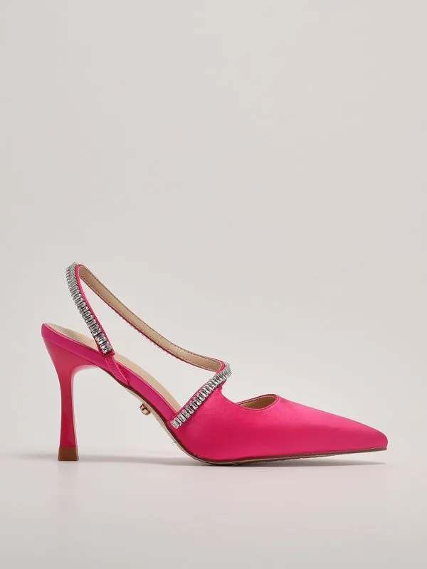 Decollete donna Twentyfourhaitch in raso Fucsia
