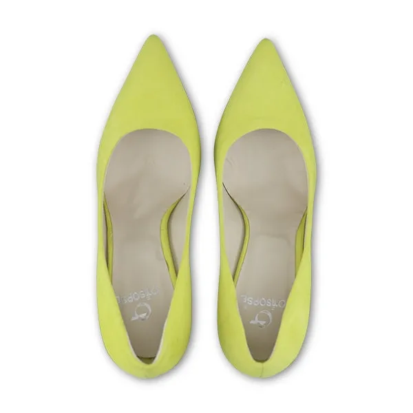 Decollète camoscio giallo tacco 90
