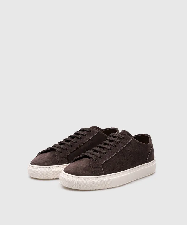 Doucal's Sneakers in camoscio marrone con catena monil DD8727ALEXUF252