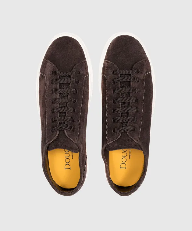 Doucal's Sneakers in camoscio marrone con catena monil DD8727ALEXUF252