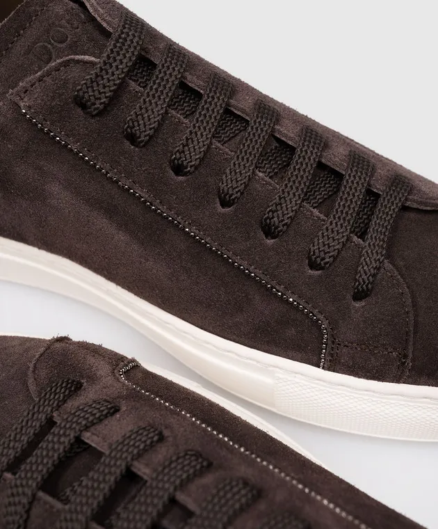 Doucal's Sneakers in camoscio marrone con catena monil DD8727ALEXUF252