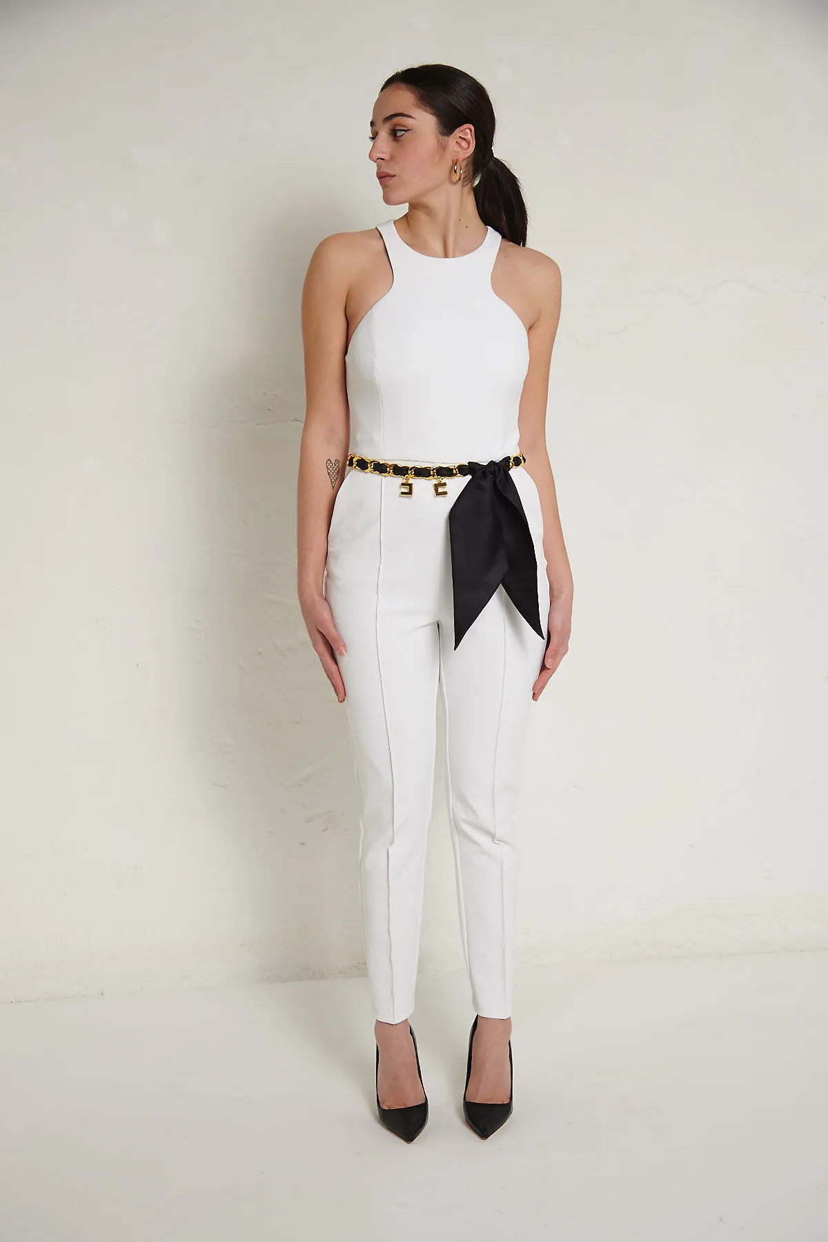 Elisabetta Franchi Tuta in crèpe con scollo americano