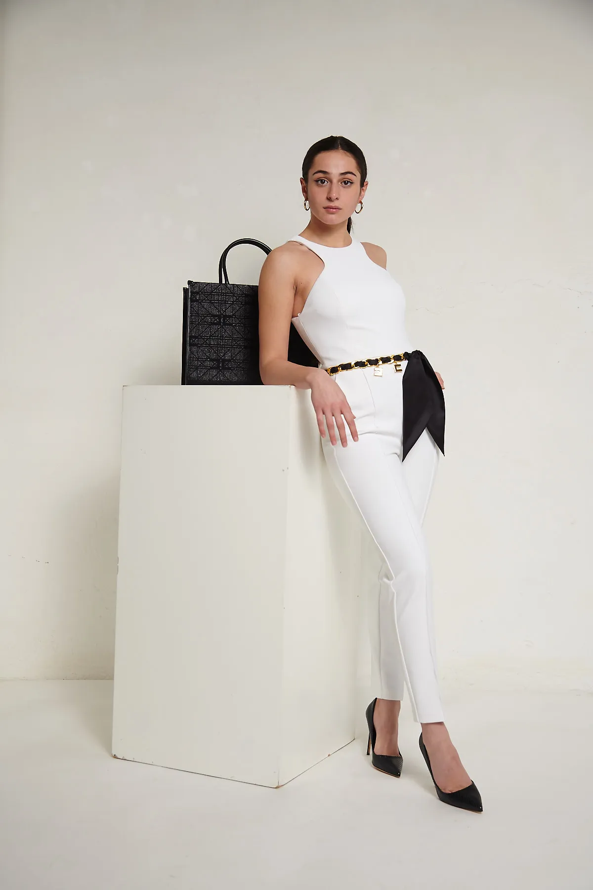 Elisabetta Franchi Tuta in crèpe con scollo americano