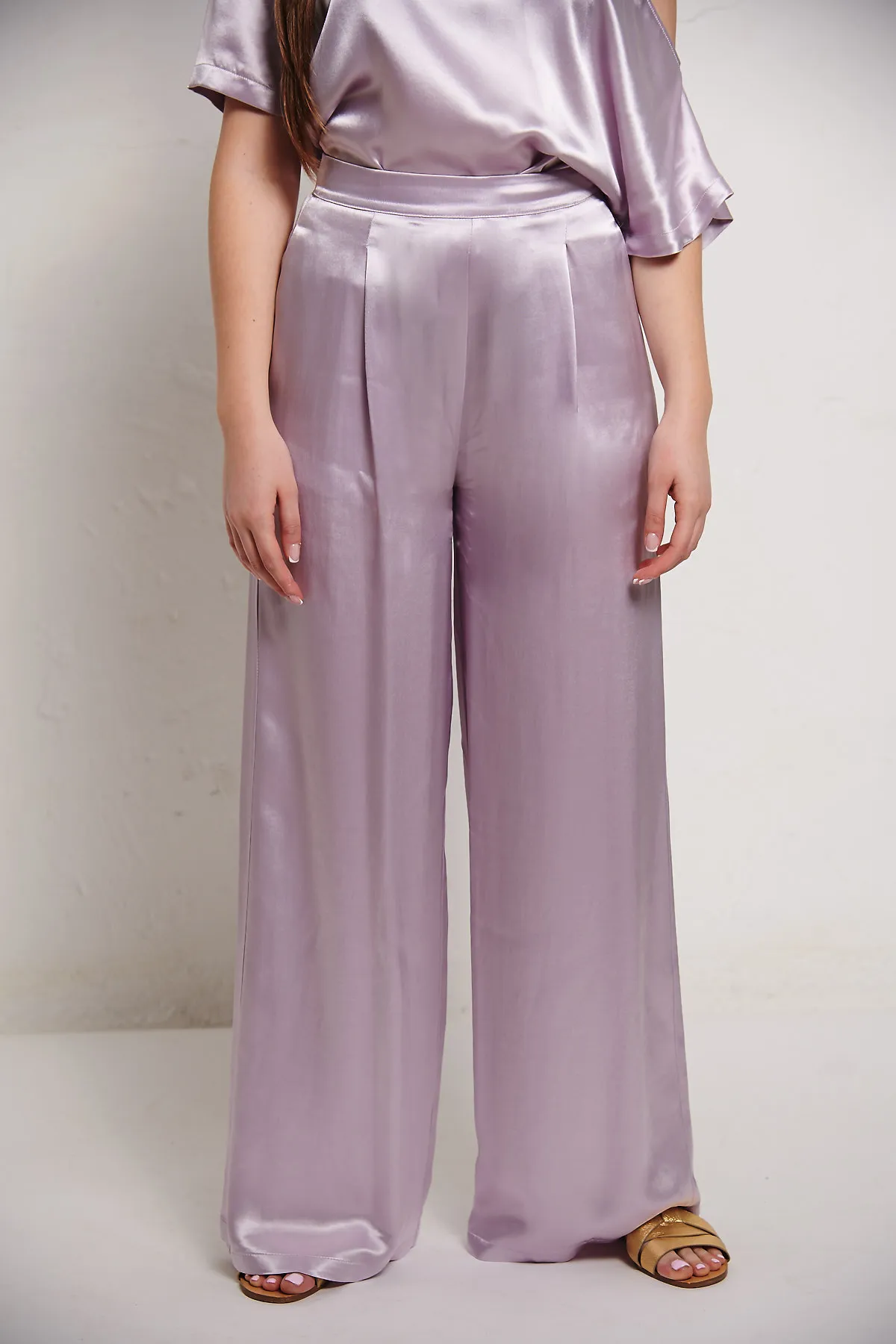 Erika Cavallini Pantalone in raso lucido a palazzo