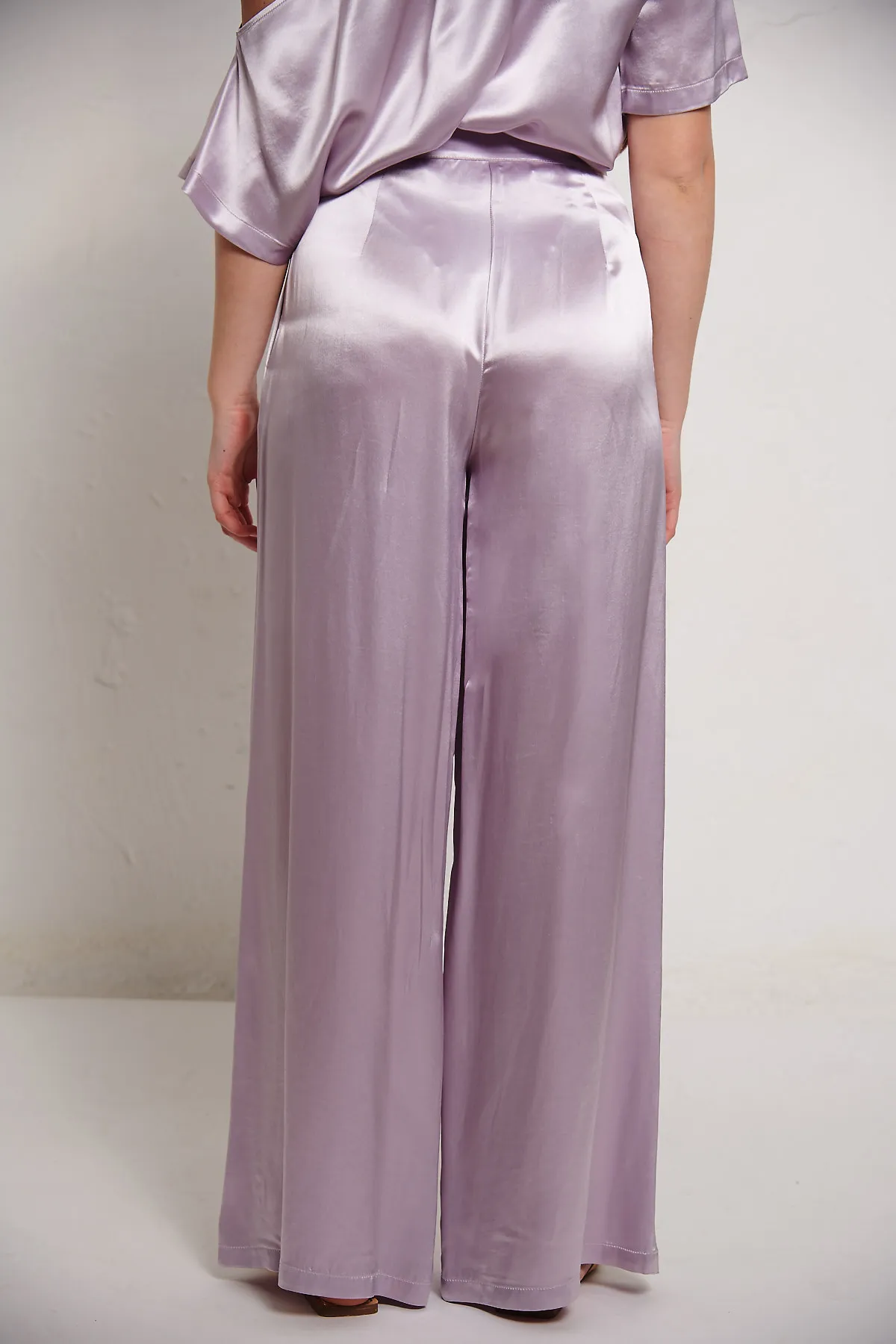 Erika Cavallini Pantalone in raso lucido a palazzo